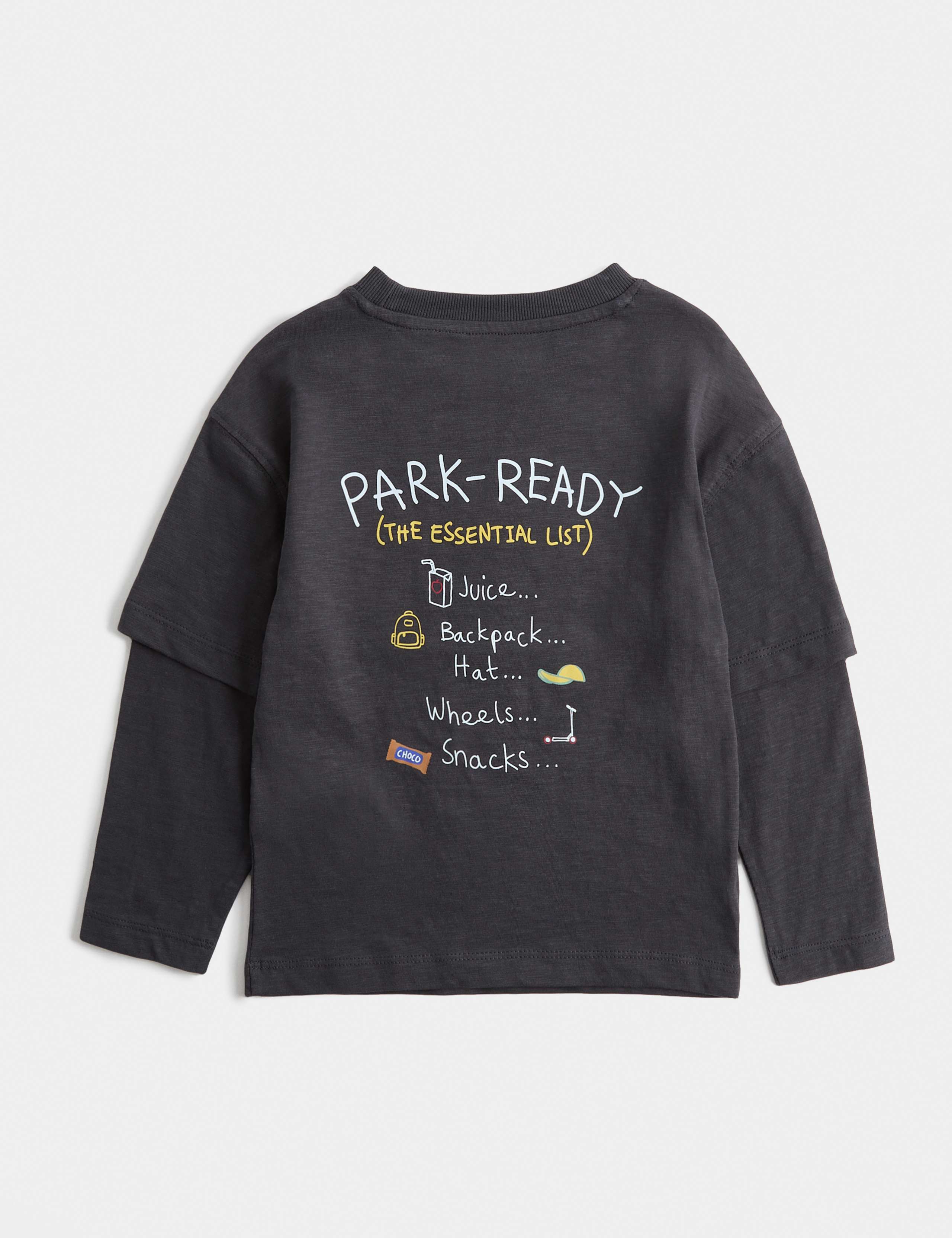 Pure Cotton Mock Sleeve T-Shirt (2-8 Yrs) 2 of 2