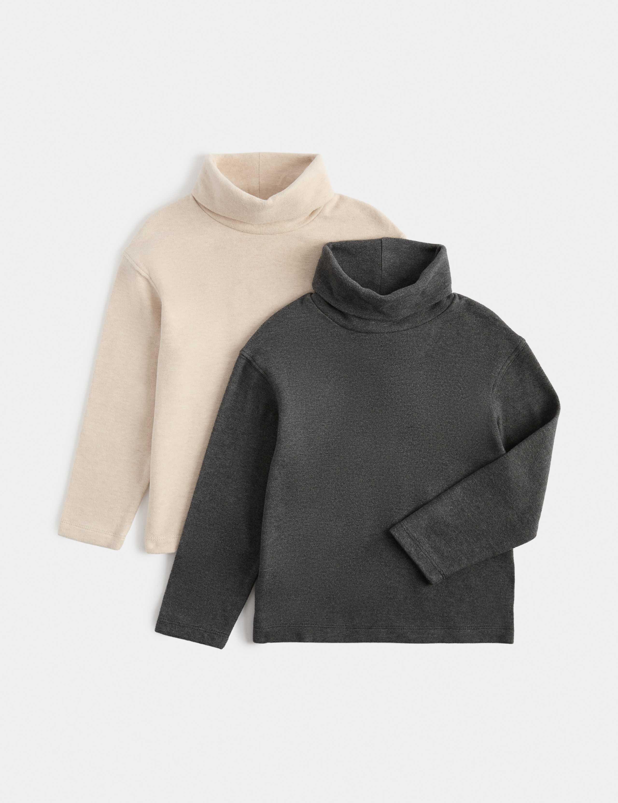 2 Pack Cotton Blend Roll Neck Tops (2-8 Yrs) 1 of 1