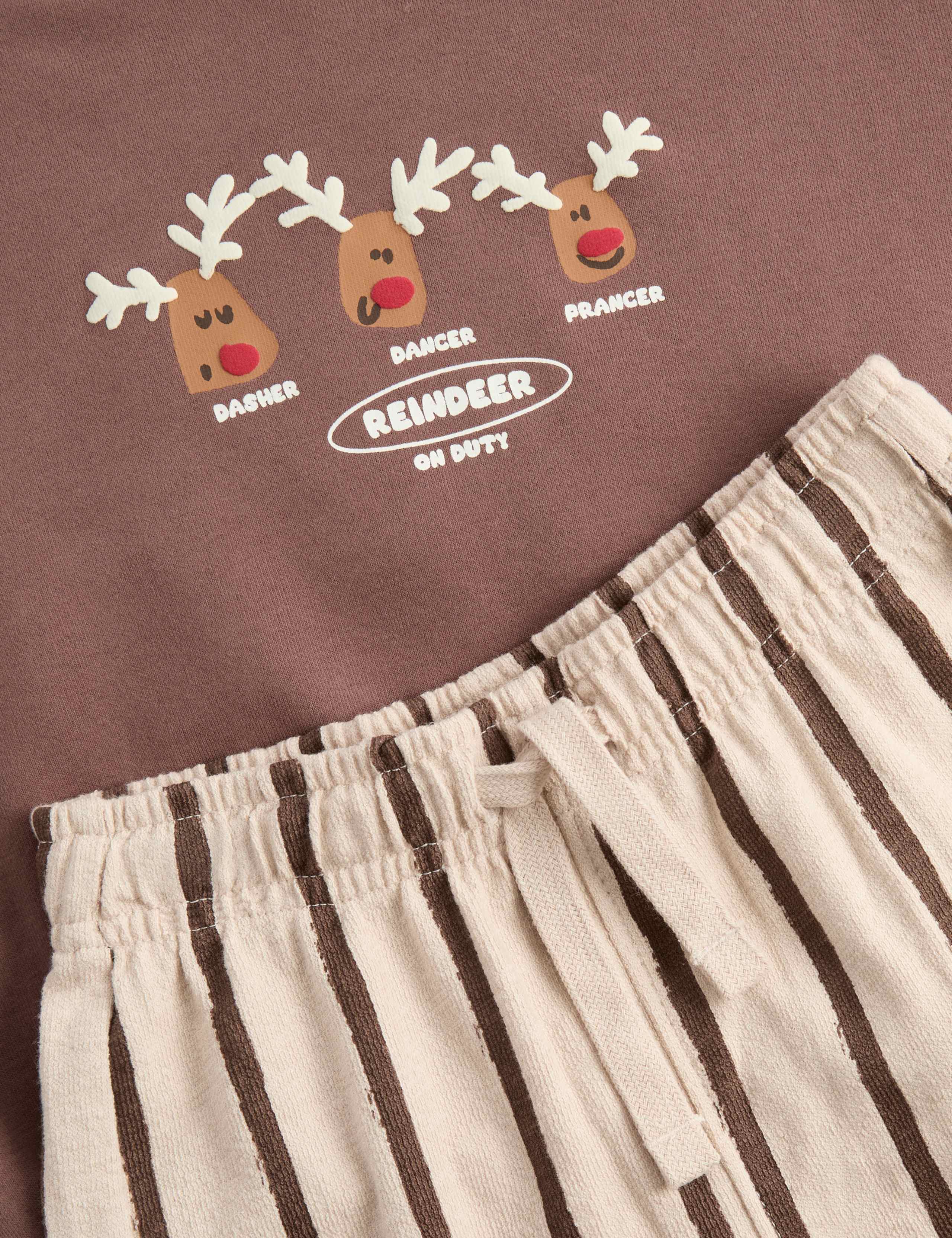 2 Piece Cotton Rich Christmas Reindeer Outfit (2-8 Yrs) 2 of 2
