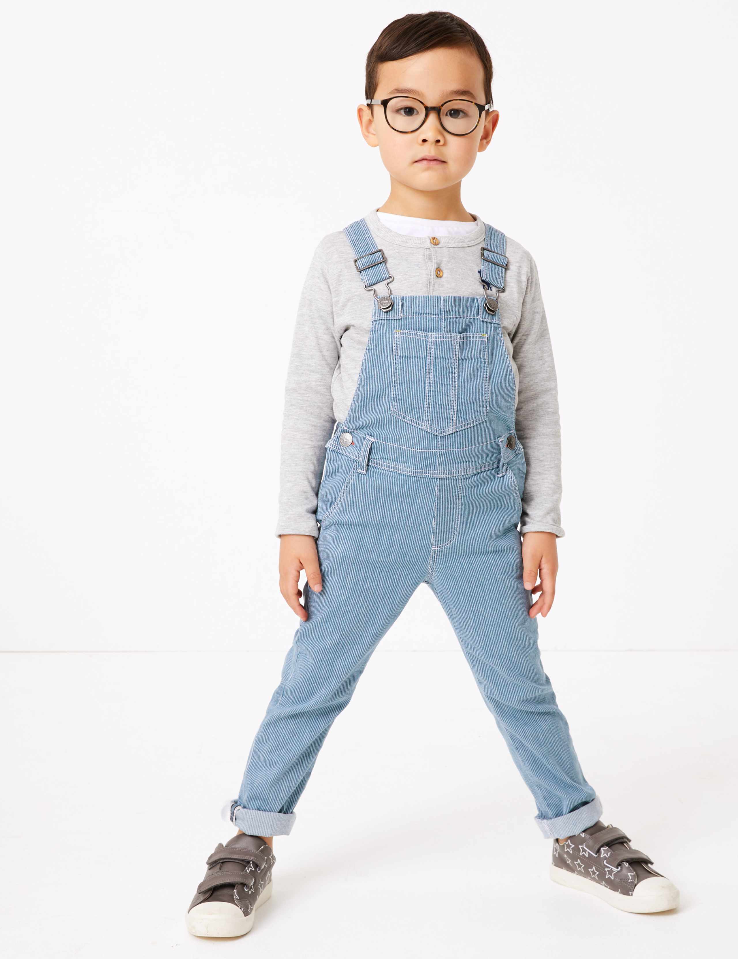 Denim Pinstripe Dungarees (2-7 Years) 1 of 4
