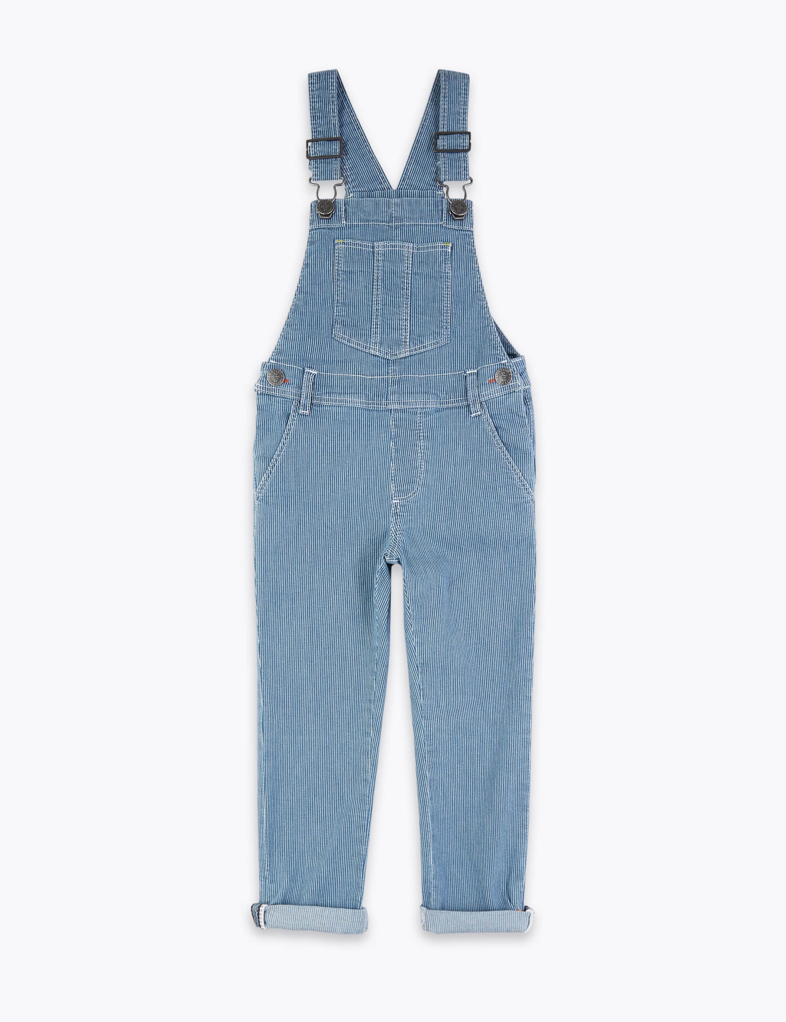 Denim Pinstripe Dungarees (2-7 Years) 2 of 4