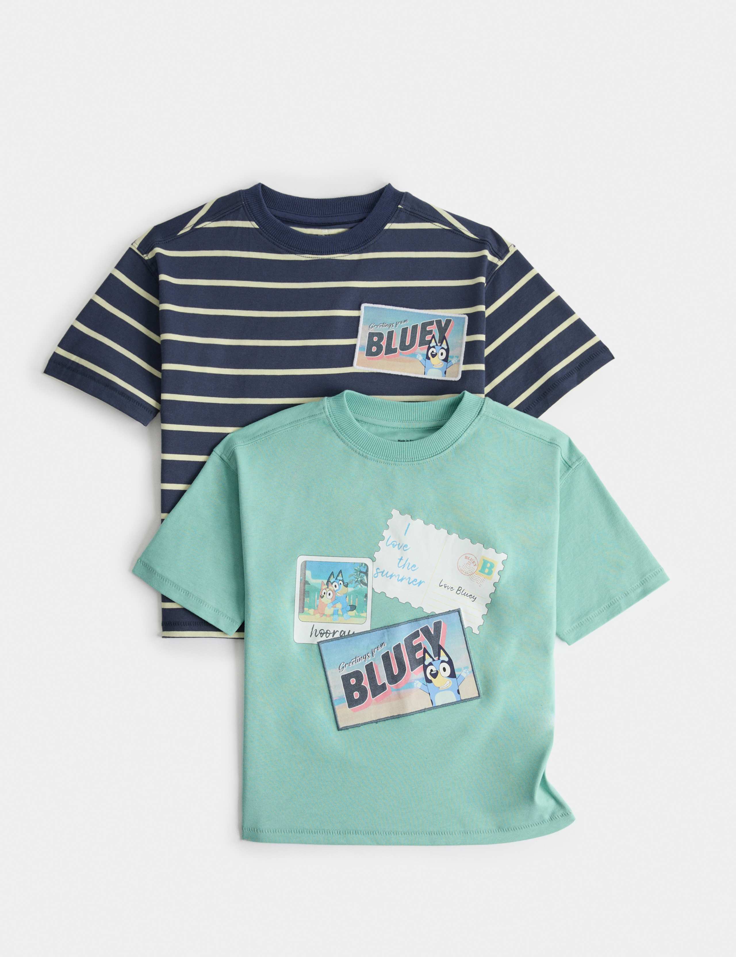 2 Pack Pure Cotton Bluey™ T-Shirts (2-8 Yrs) 1 of 1