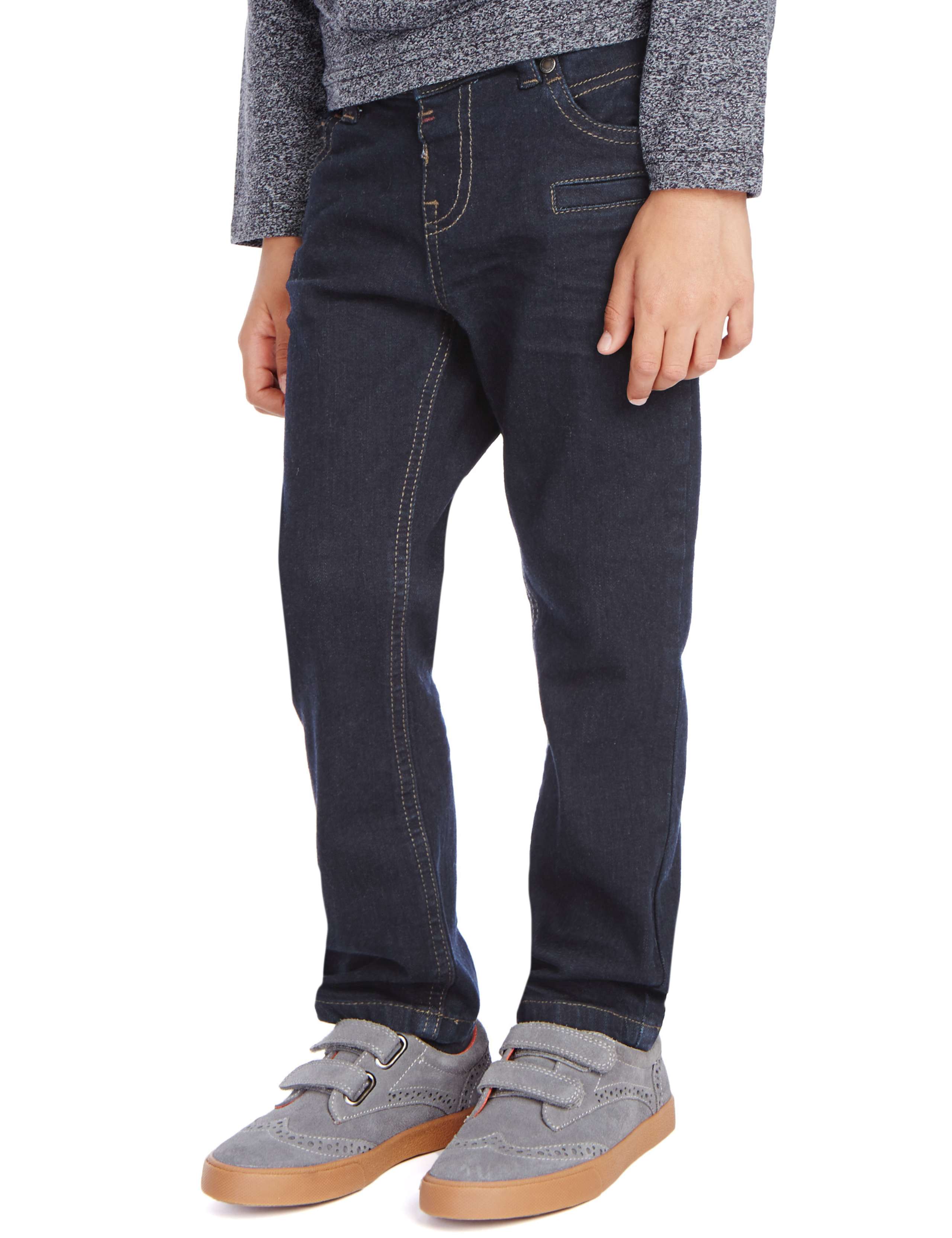 Cotton Rich Straight Leg Adjustable Waist Denim Jeans (1-7 Years) 1 of 3