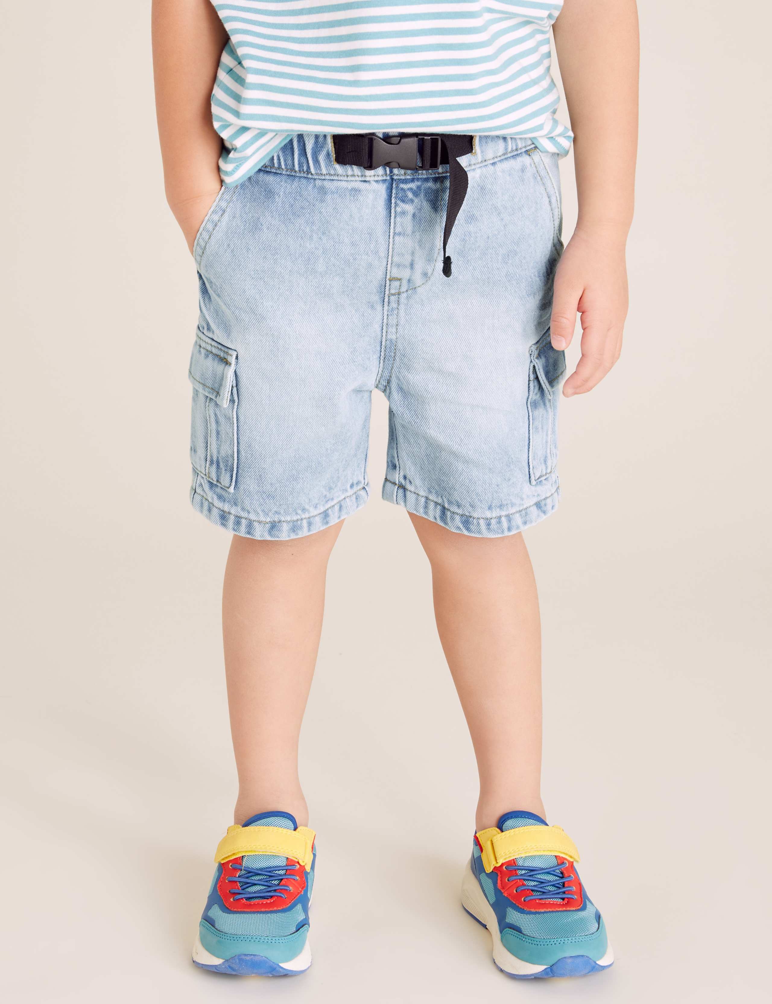 Pure Cotton Utility Denim Shorts (2-7 Yrs) 4 of 5
