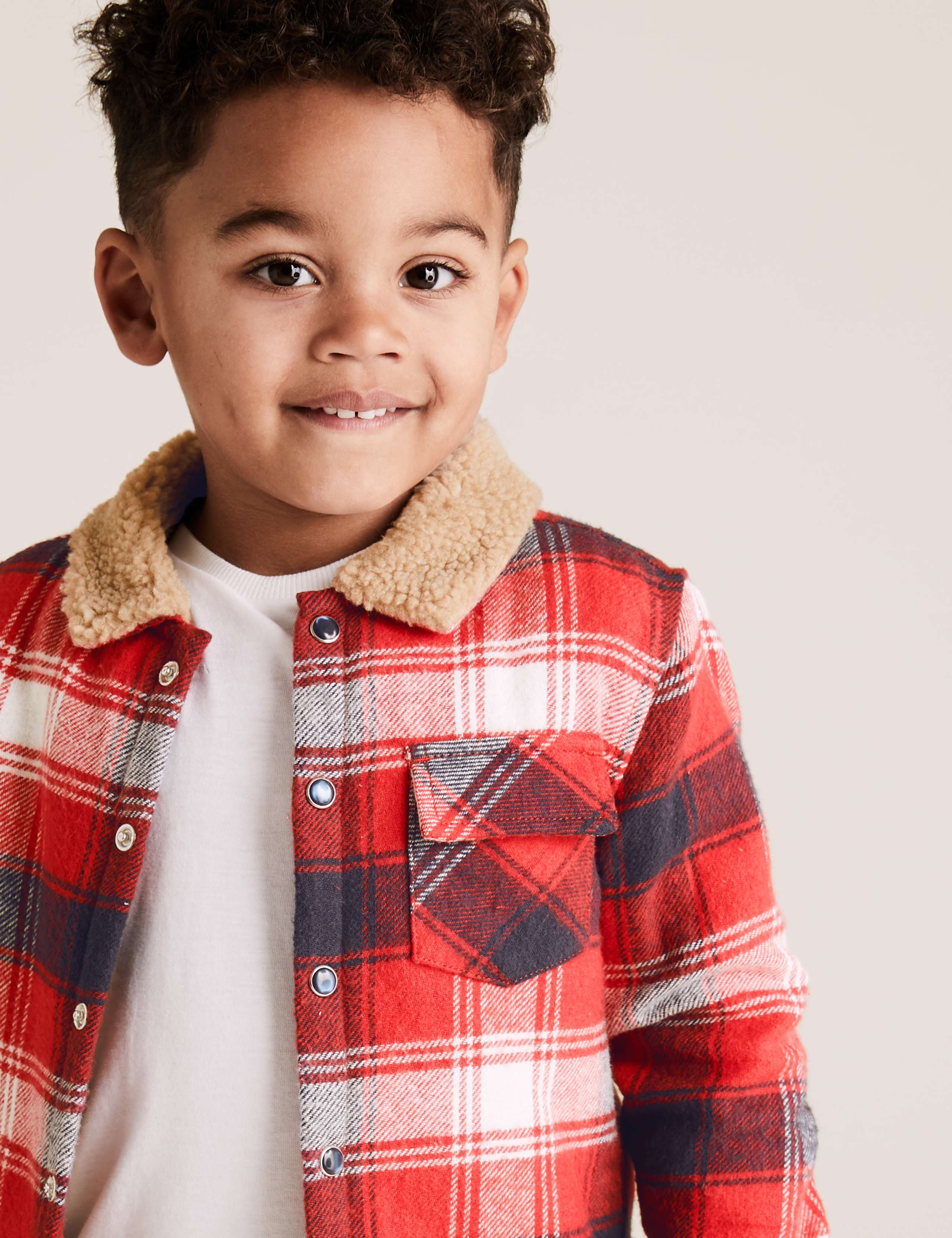 Cotton Borg Checked Shacket (2-7 Yrs) 3 of 5