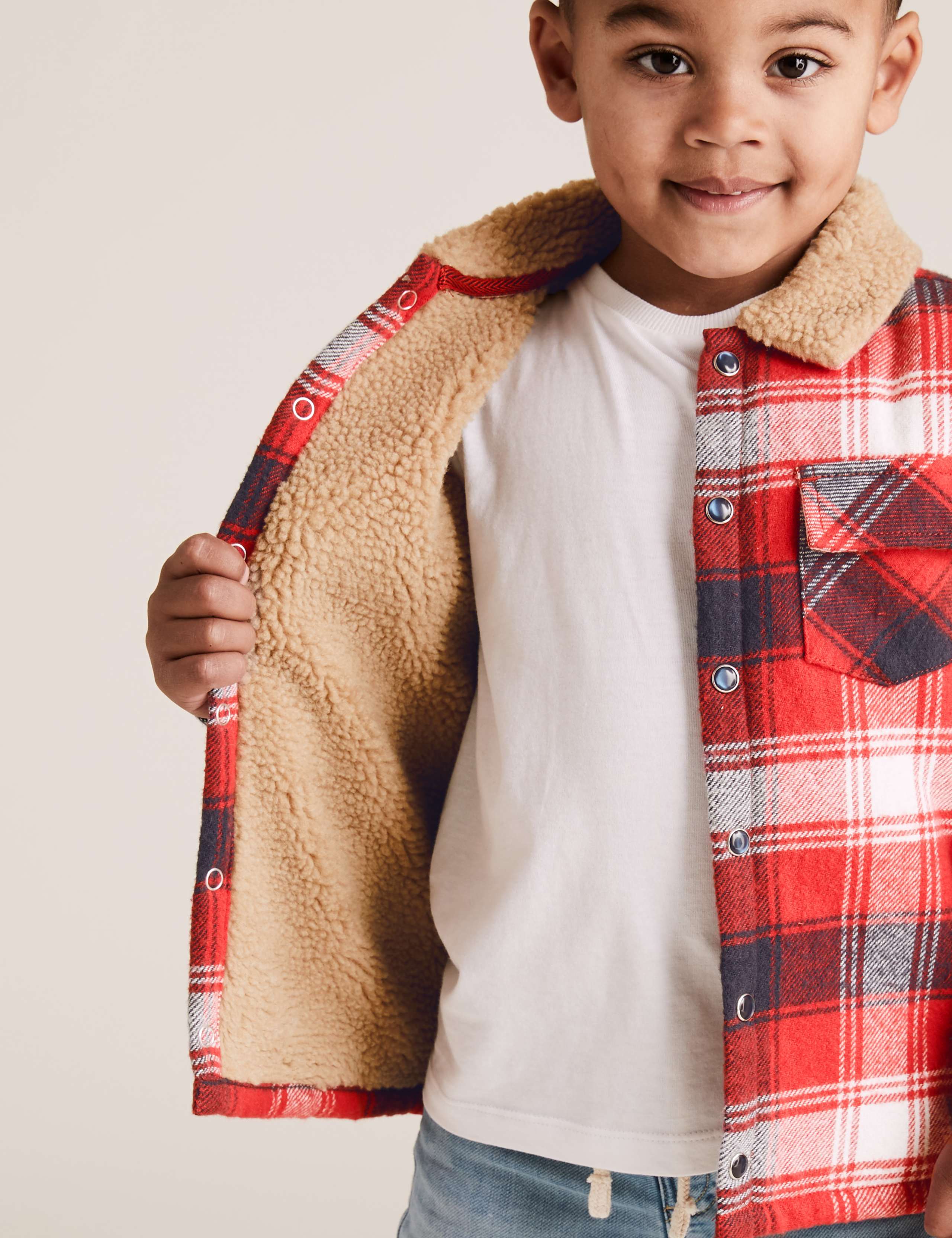 Cotton Borg Checked Shacket (2-7 Yrs) 4 of 5