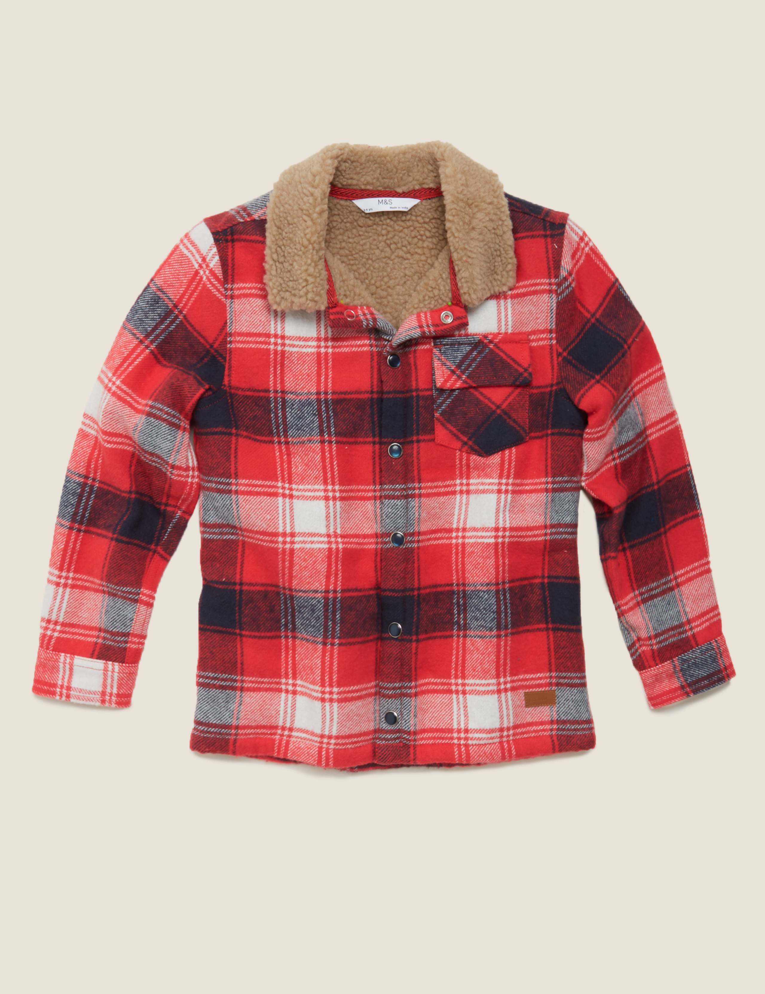 Cotton Borg Checked Shacket (2-7 Yrs) 2 of 5