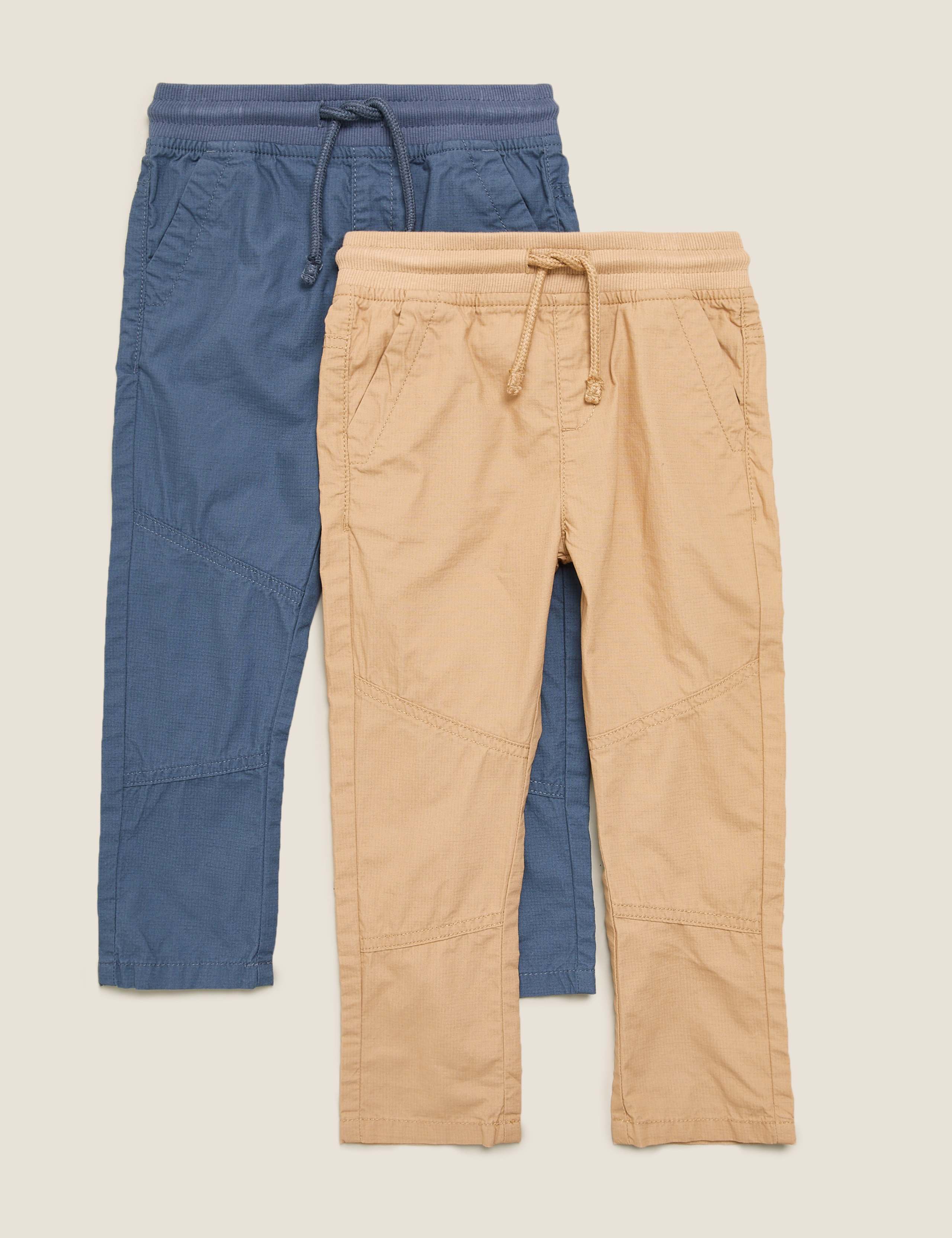2pk Pure Cotton Ripstop Trousers (2-7 Yrs) 1 of 5