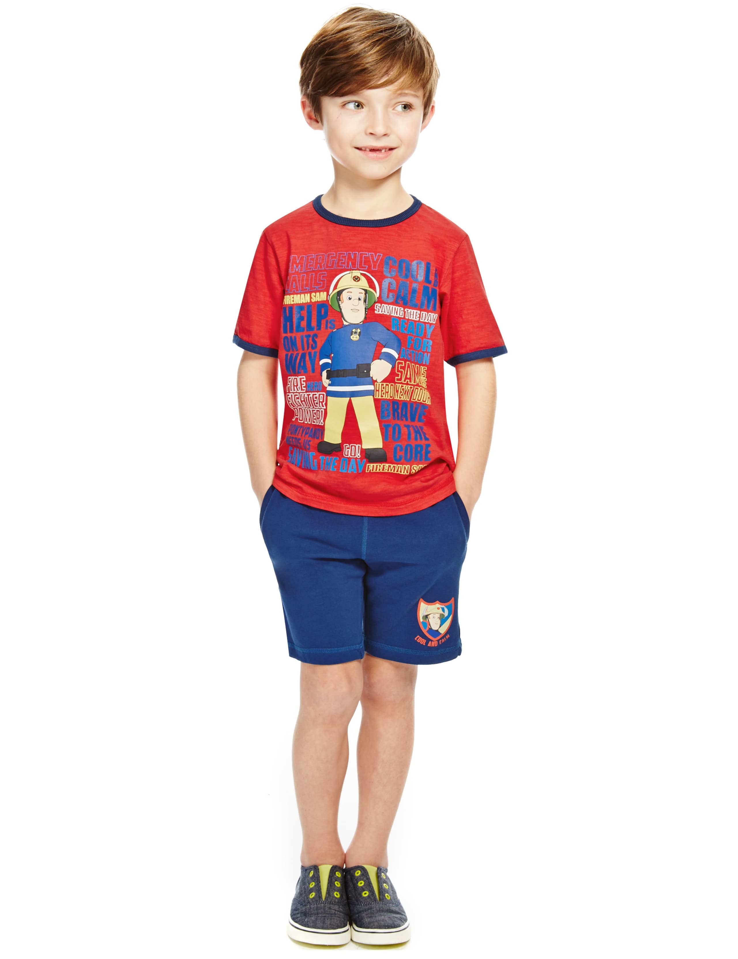 Pure Cotton Fireman Sam™ Top & Adjustable Waist Shorts Outfit (1-6 Years) 1 of 5