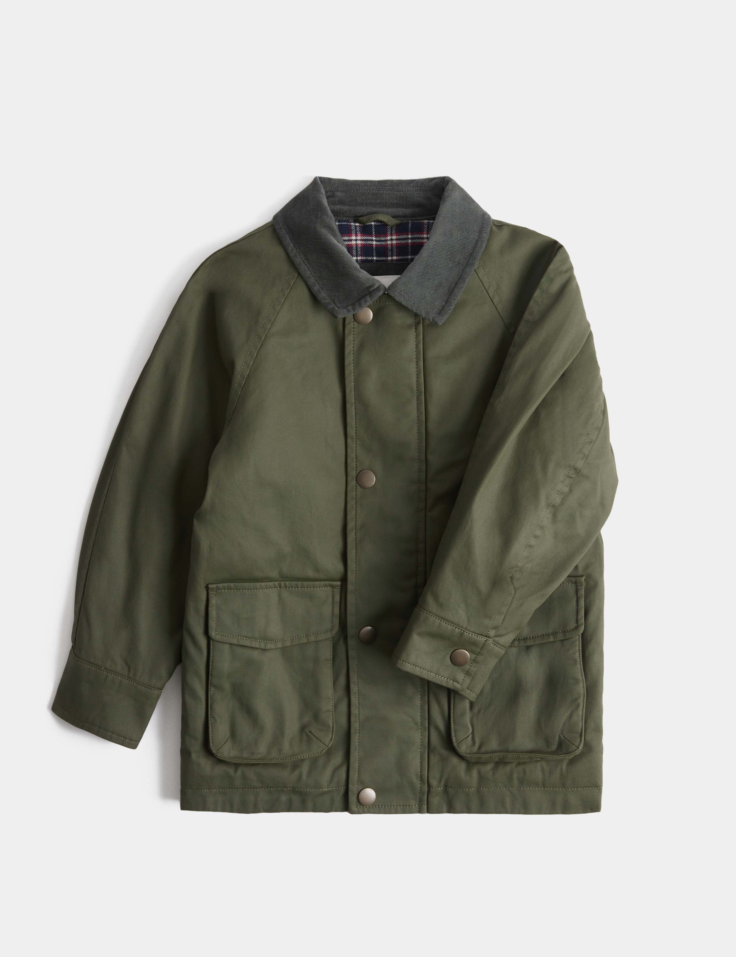 Pure Cotton Wax Jacket With Corduroy Collar 1 of 3