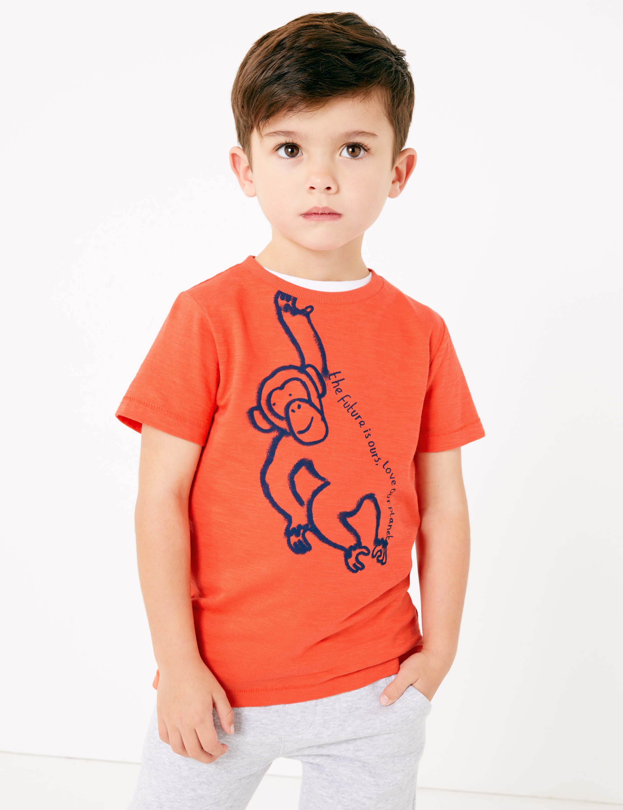 Cotton Monkey Print T-Shirt (2-7 Years) 1 of 4