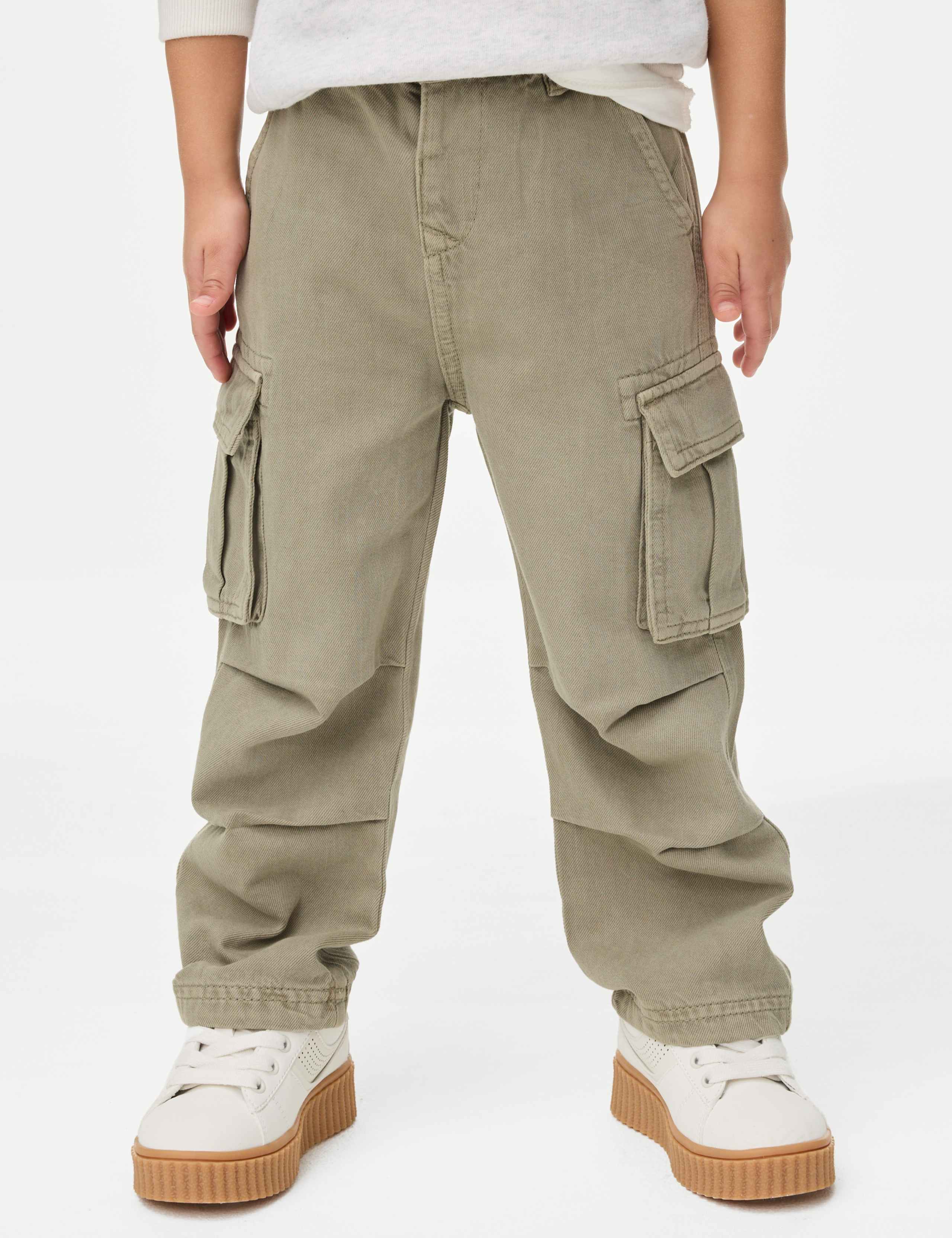 Pure Cotton Wide Leg Cargo Trousers (2-16 Yrs) 4 of 5