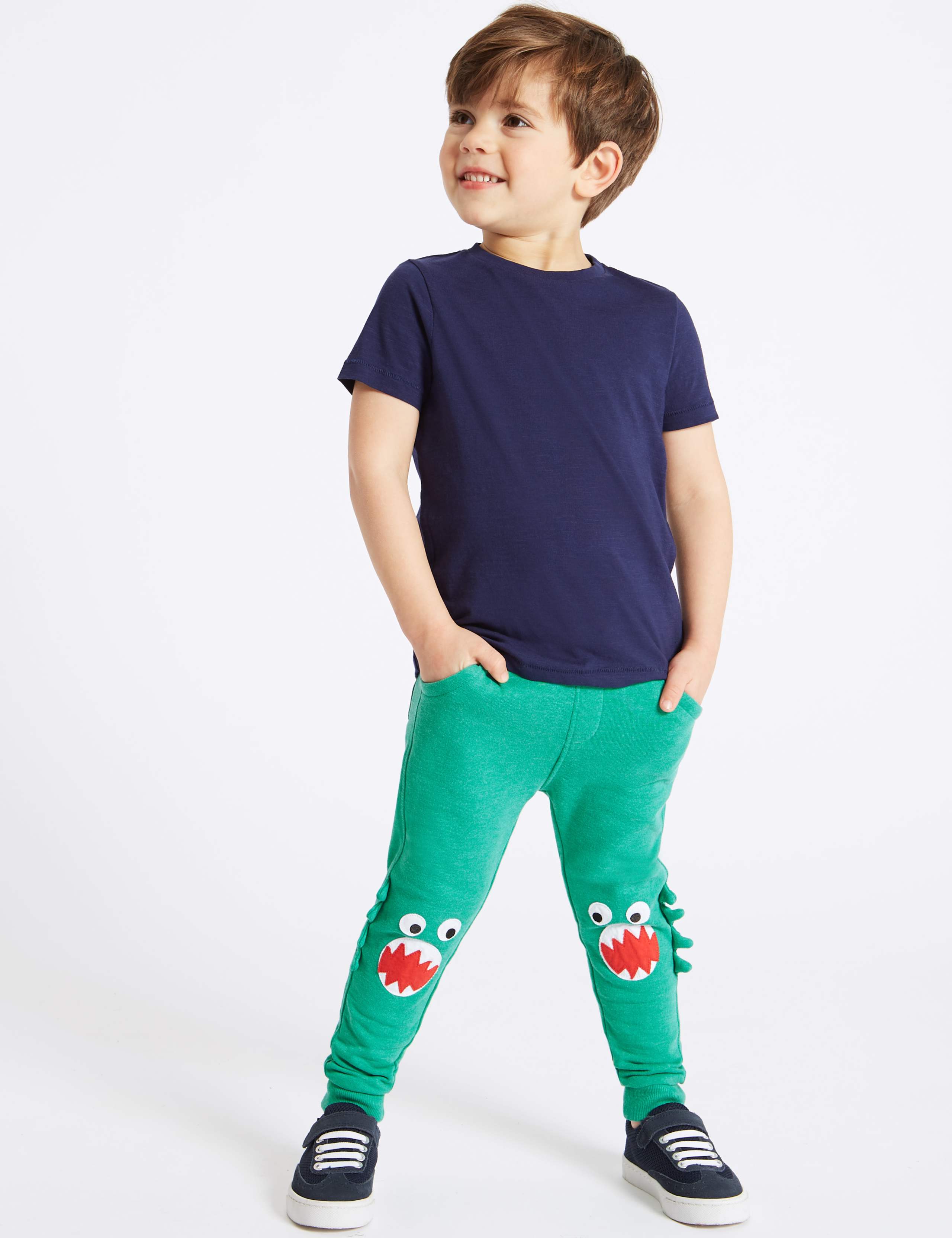 Cotton Rich Knee Dinosaur Joggers (3 Months - 7 Years) 1 of 4