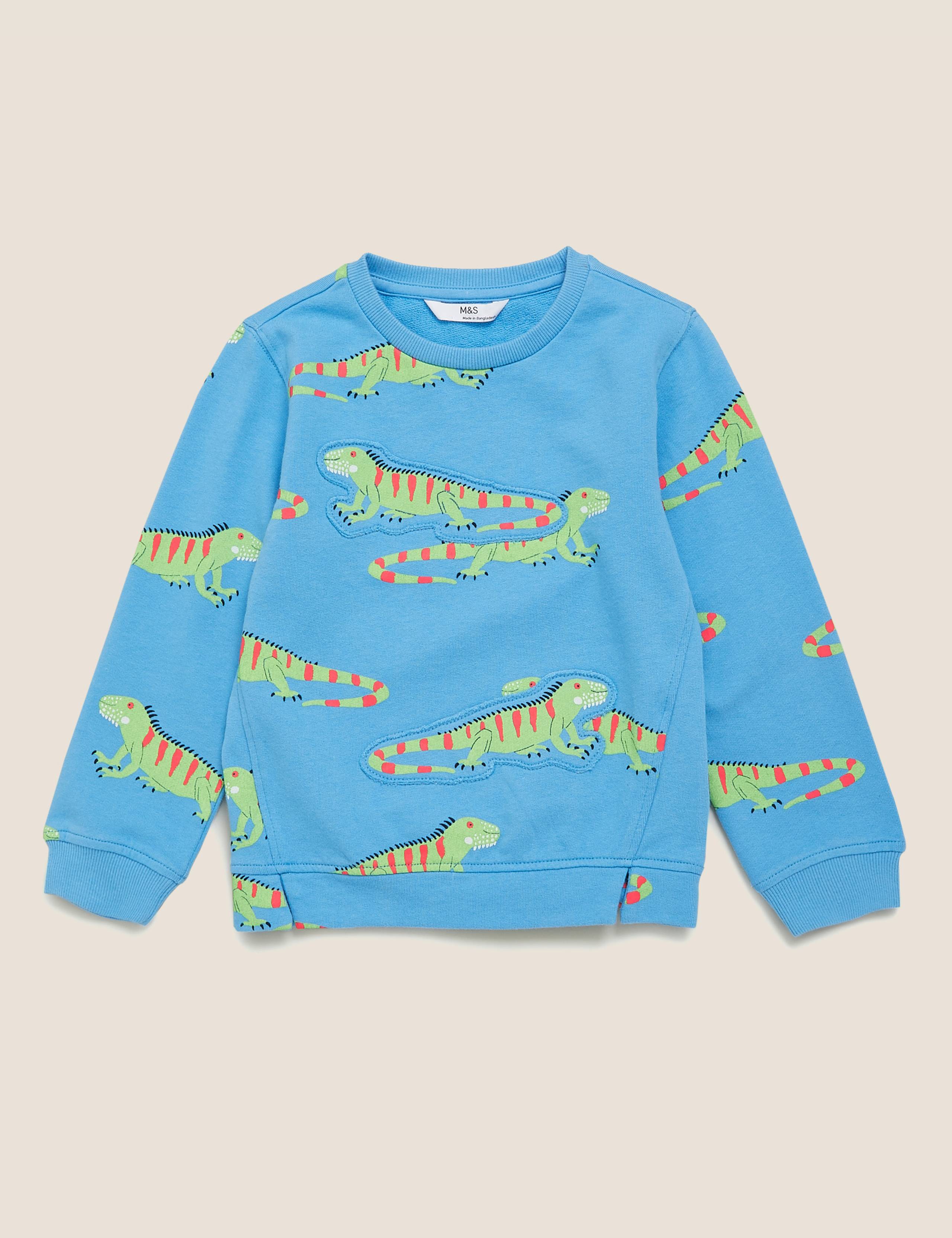 Pure Cotton Iguana Print Sweatshirt (2-7 Yrs) 2 of 4