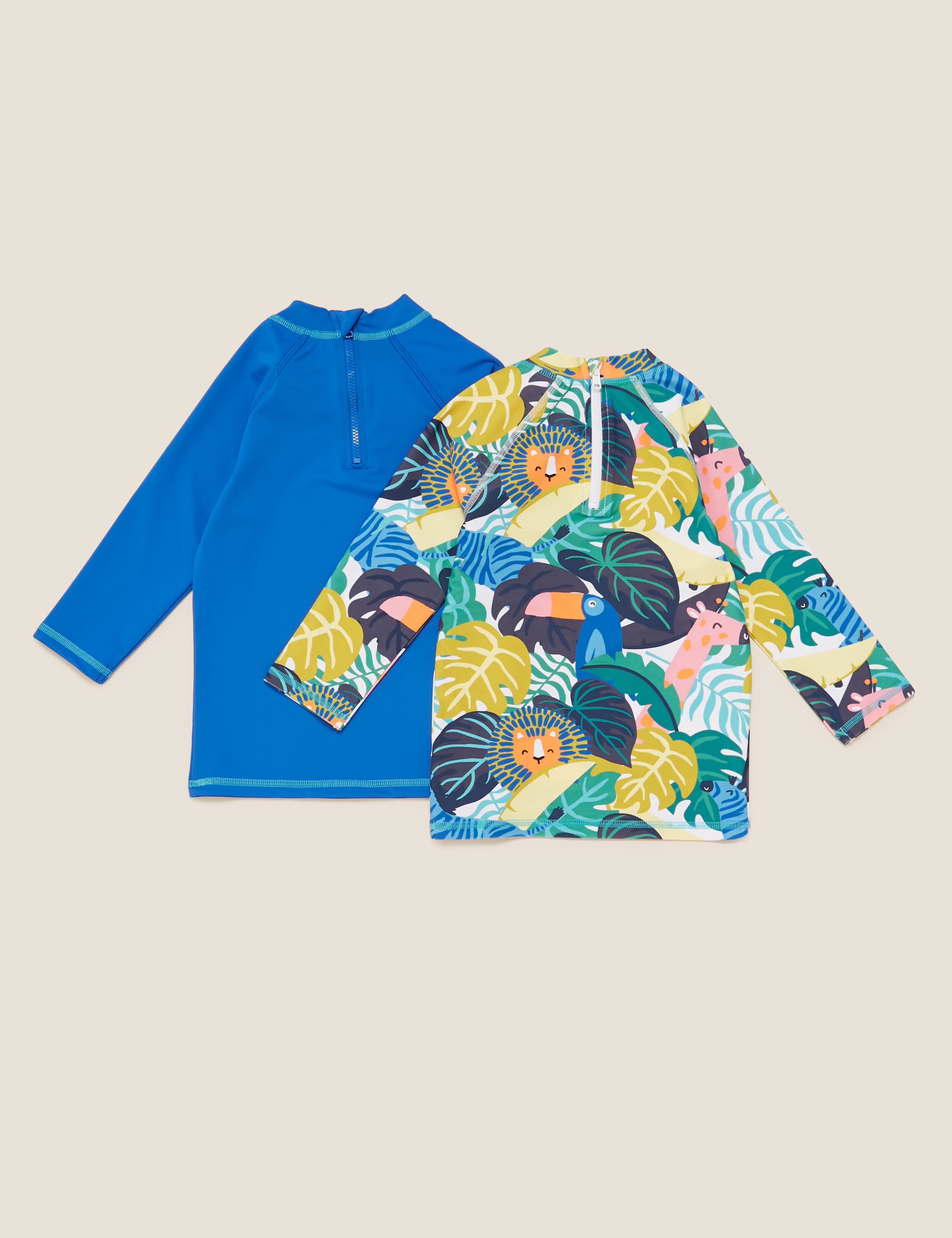 2pk Printed and Solid Rash Vests (2-7 Yrs) 1 of 4