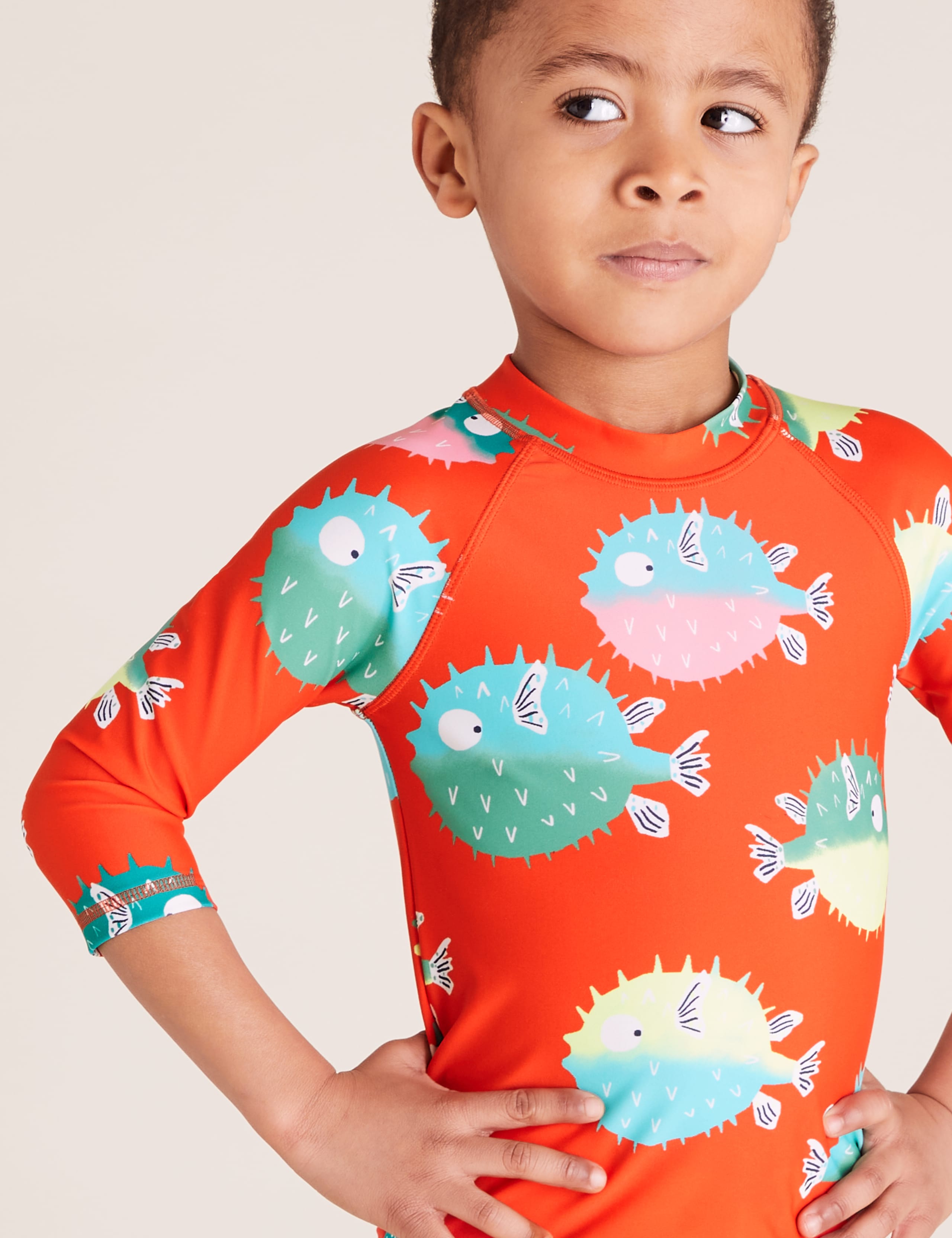 2pk Printed and Solid Rash Vests (2-7 Yrs) 3 of 4