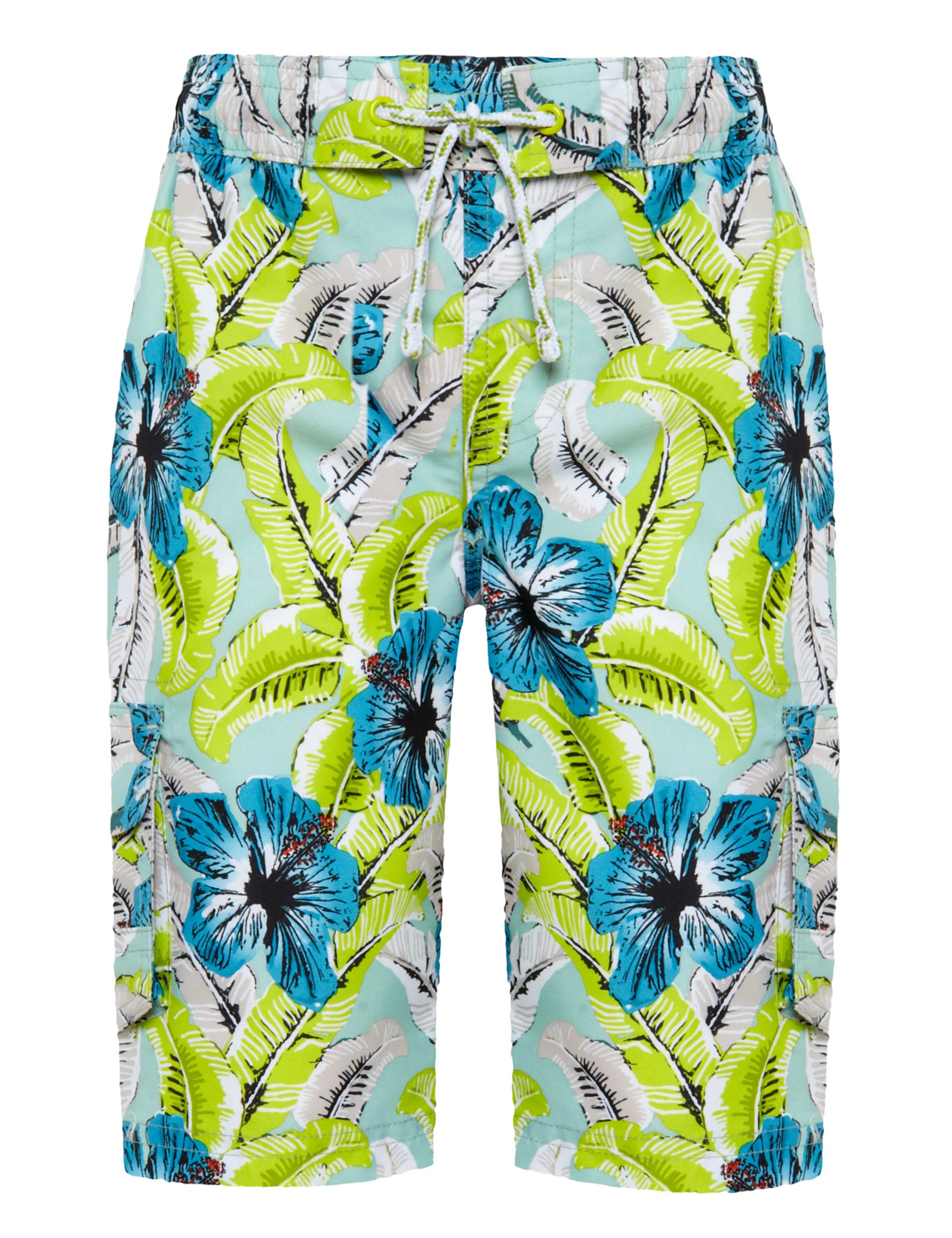 Retro Style Hibiscus Print Swim Shorts (1-7 Years) 1 of 2