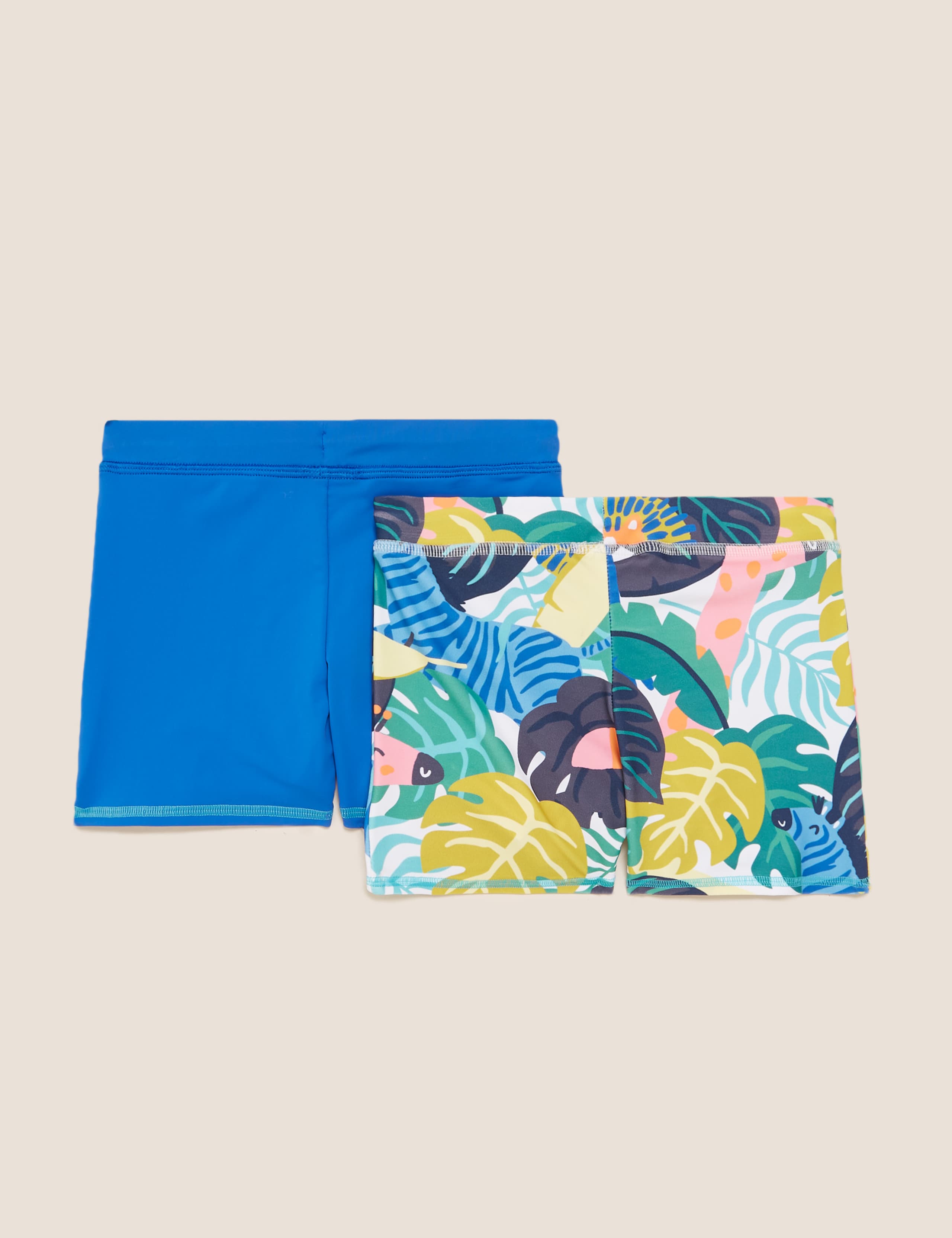 2pk Palm Print and Solid Swim Trunks (2-7 Yrs) 2 of 2