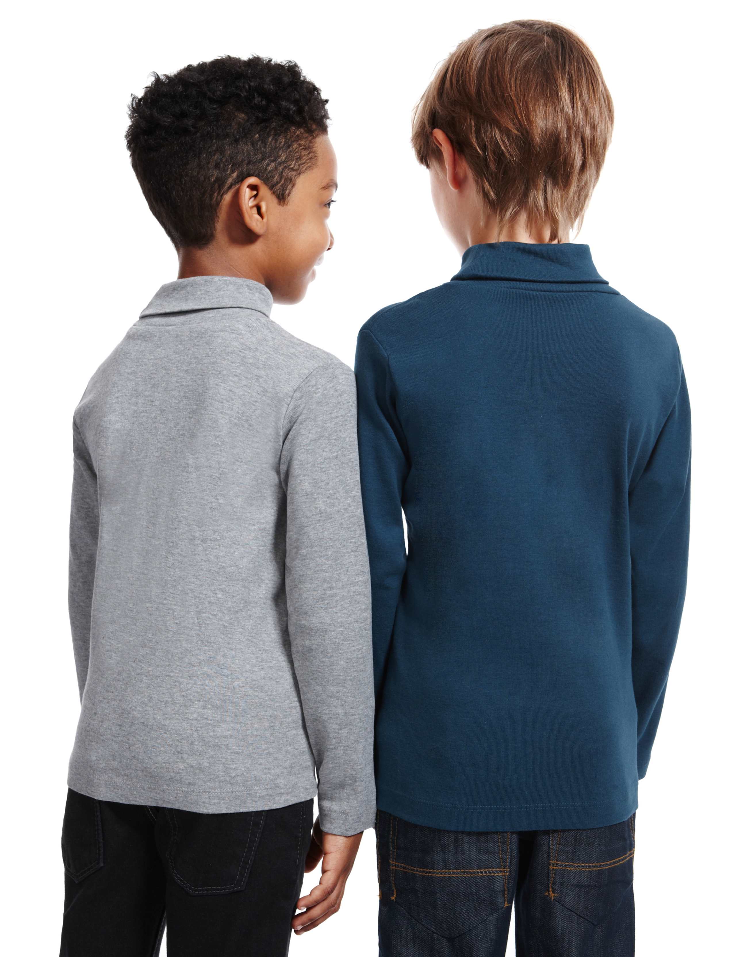 2 Pack Cotton Rich Roll Neck Boys Tops (1-7 Years) 4 of 5