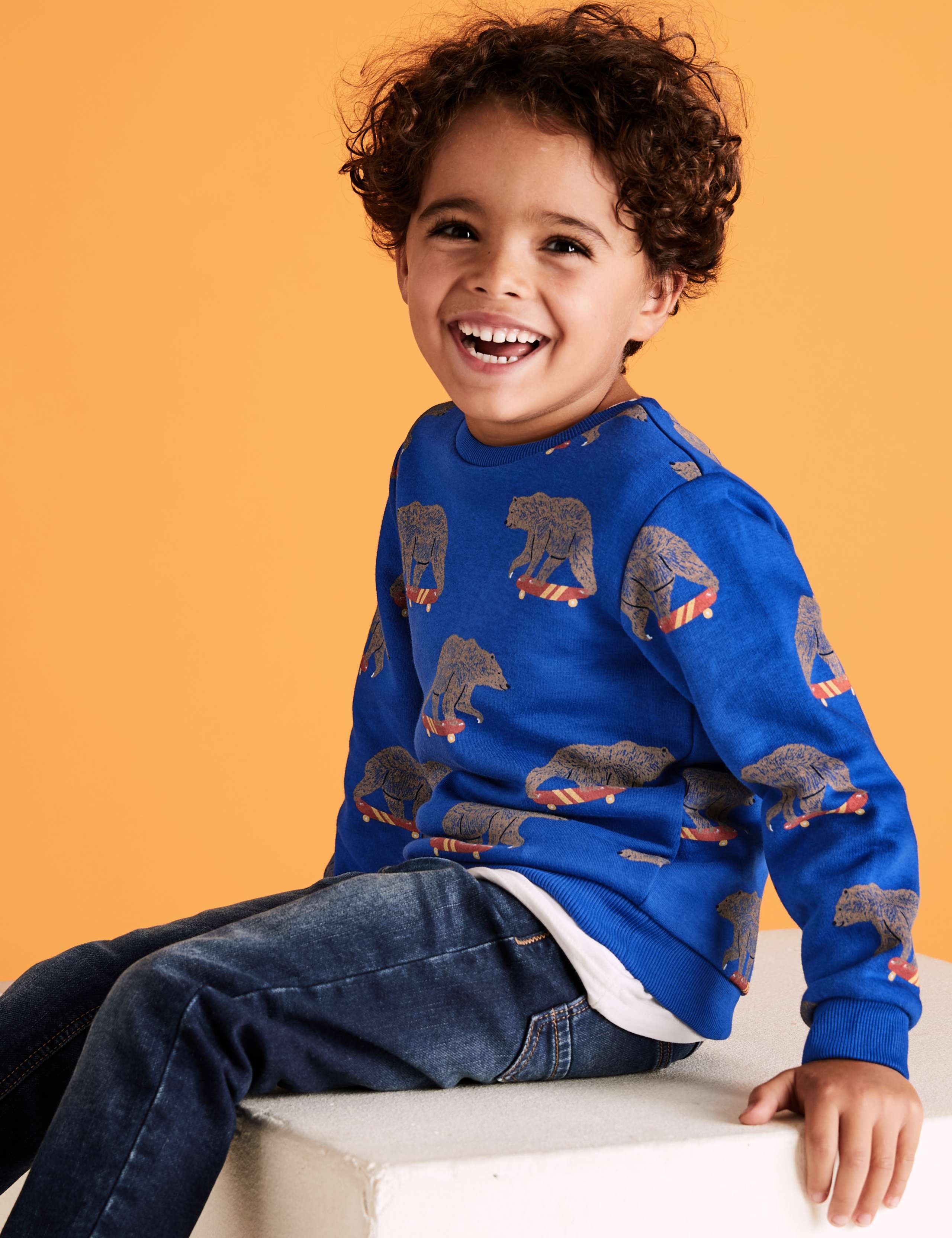 Cotton Rich Bear Print Sweatshirt (2-7 Yrs) 1 of 4