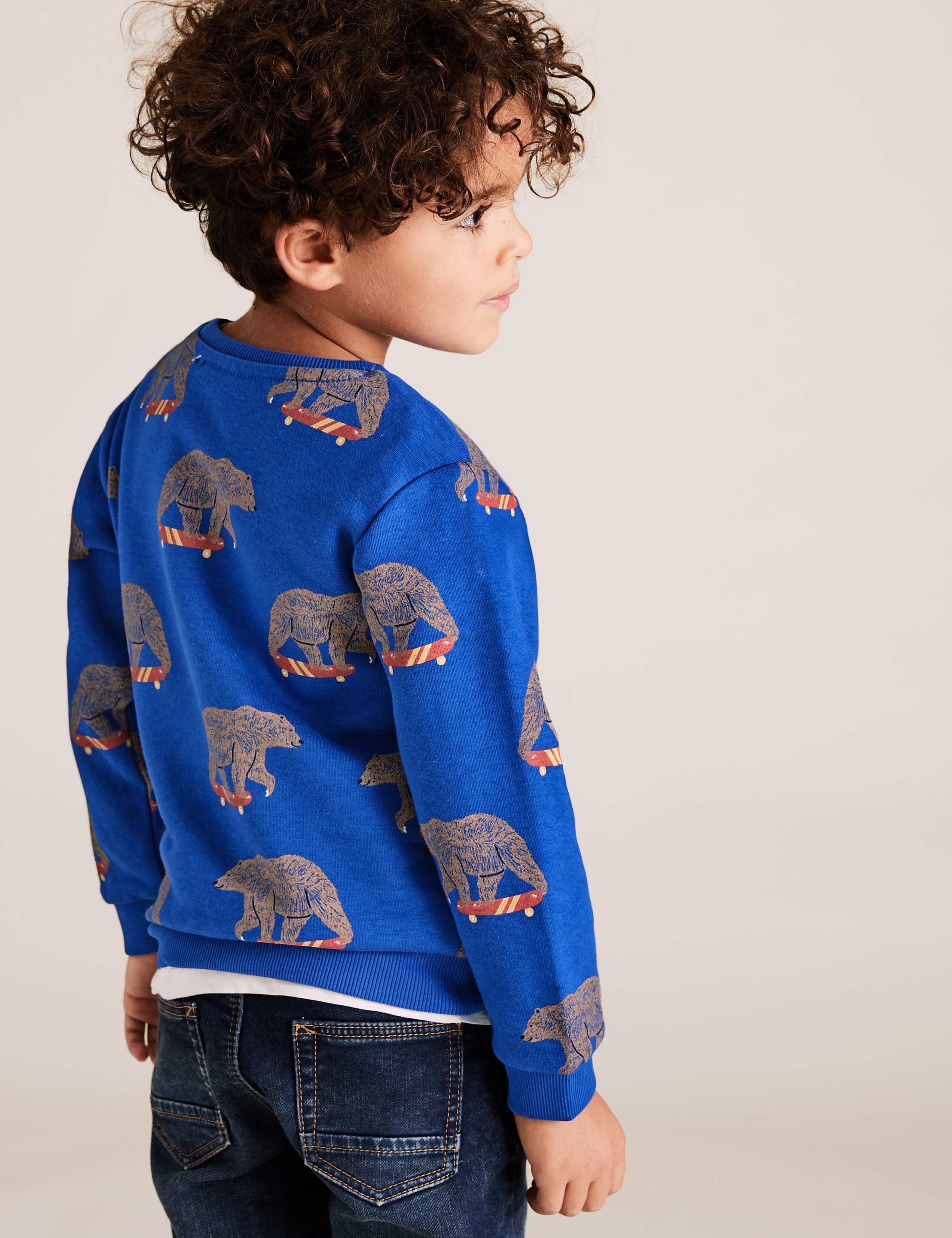 Cotton Rich Bear Print Sweatshirt (2-7 Yrs) 4 of 4