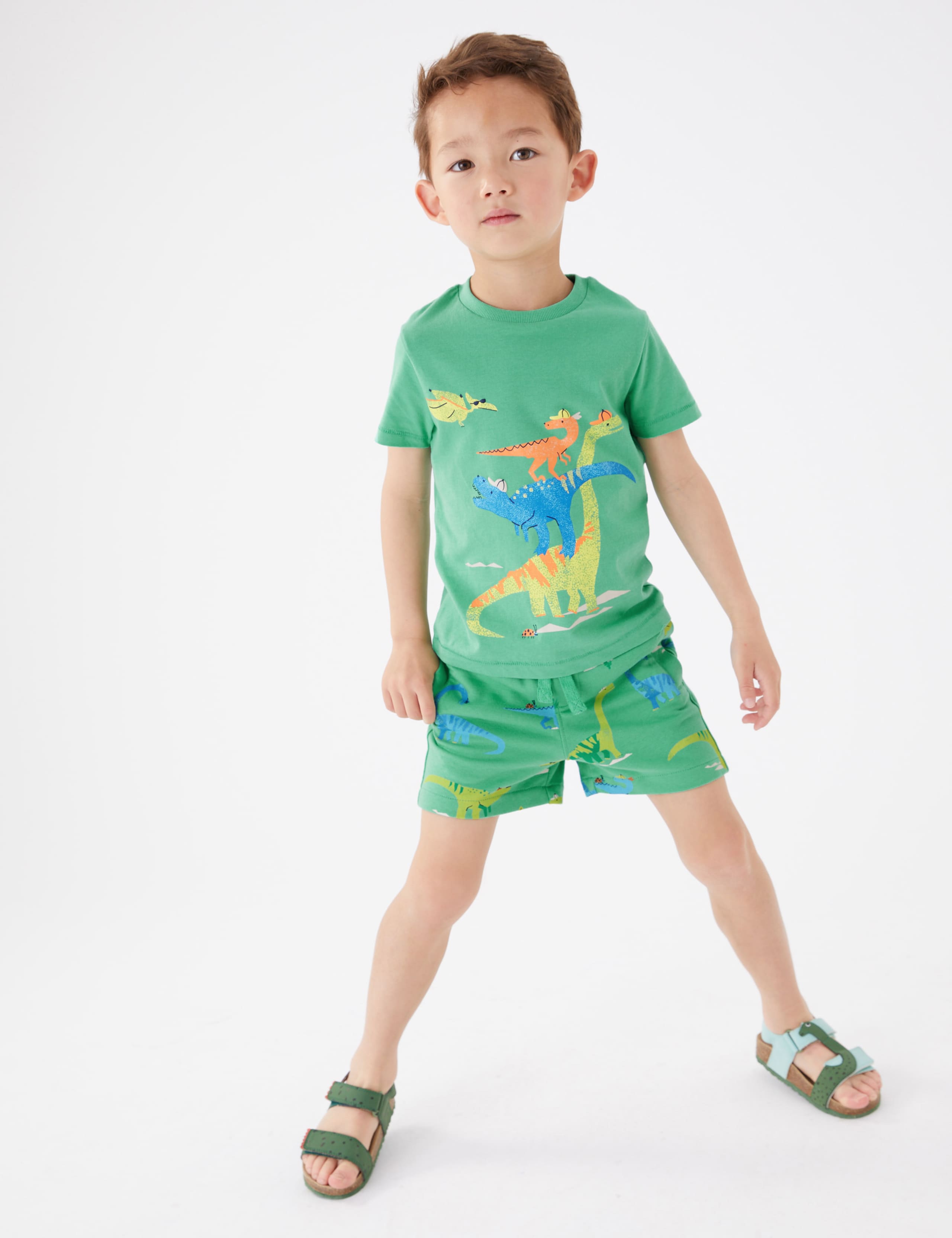 Cotton Rich Dinosaur Top & Bottom Outfit (2-7 Yrs) 1 of 5