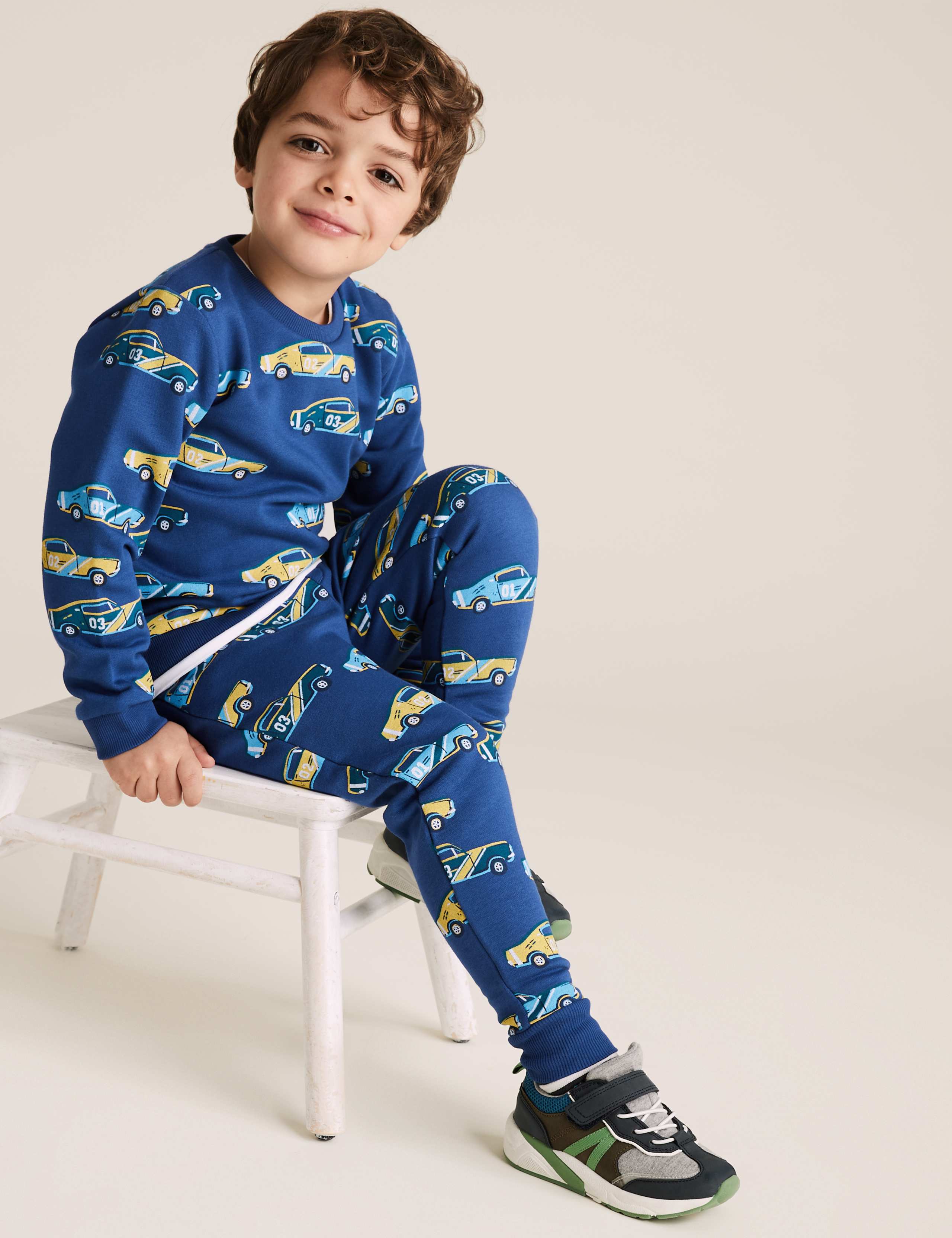Organic Cotton Car Print Joggers (2-7 Yrs) 1 of 5