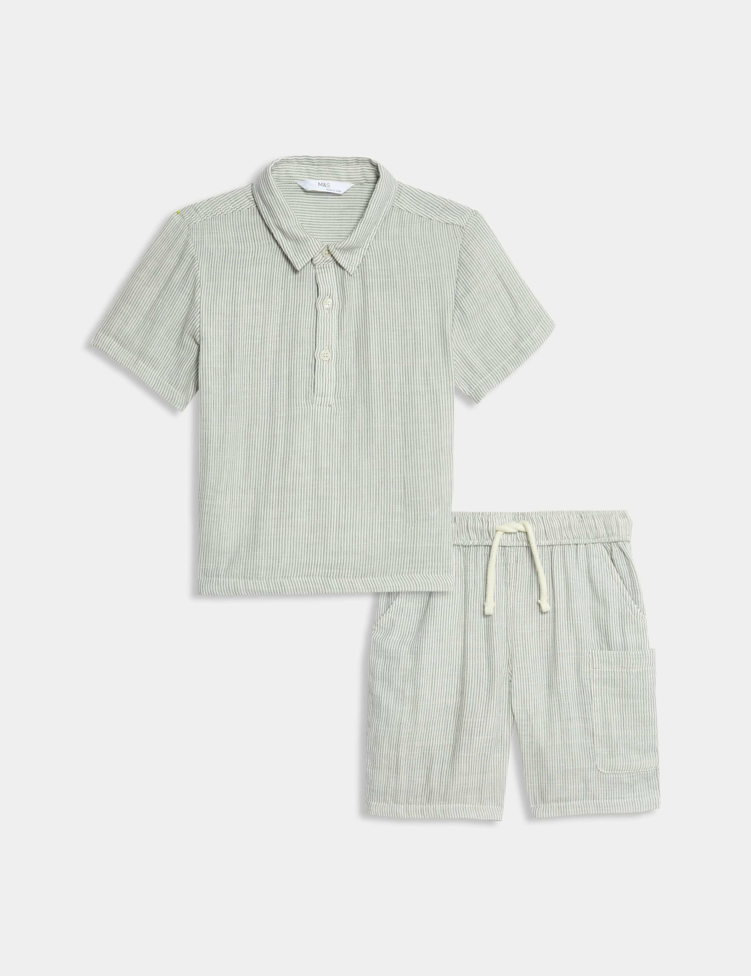 Pure Cotton Striped Top & Bottom Outfit (1-8 Yrs) 1 of 1