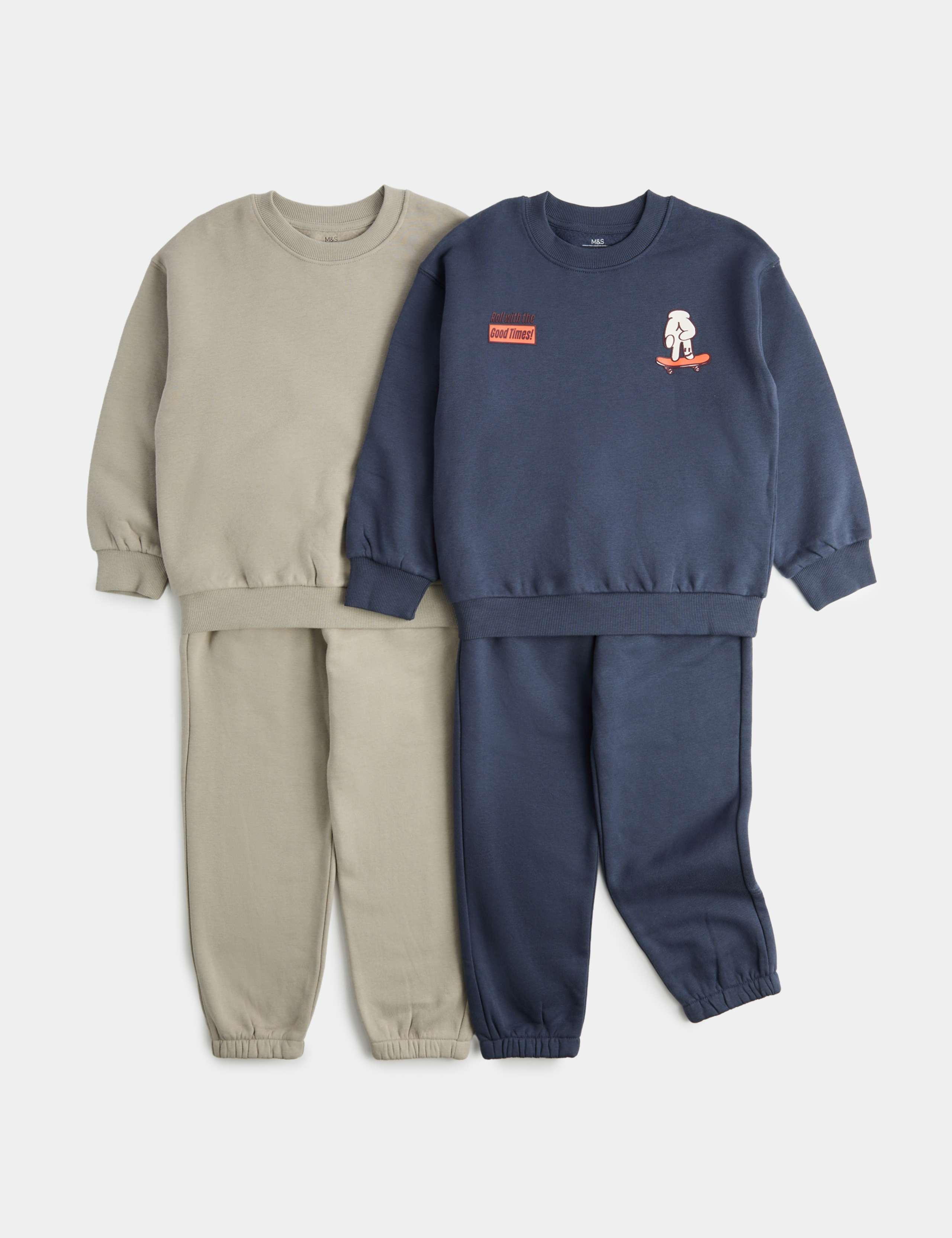 2 Pack Cotton Rich Top and Jogger Sets (2-8 Yrs) 1 of 2