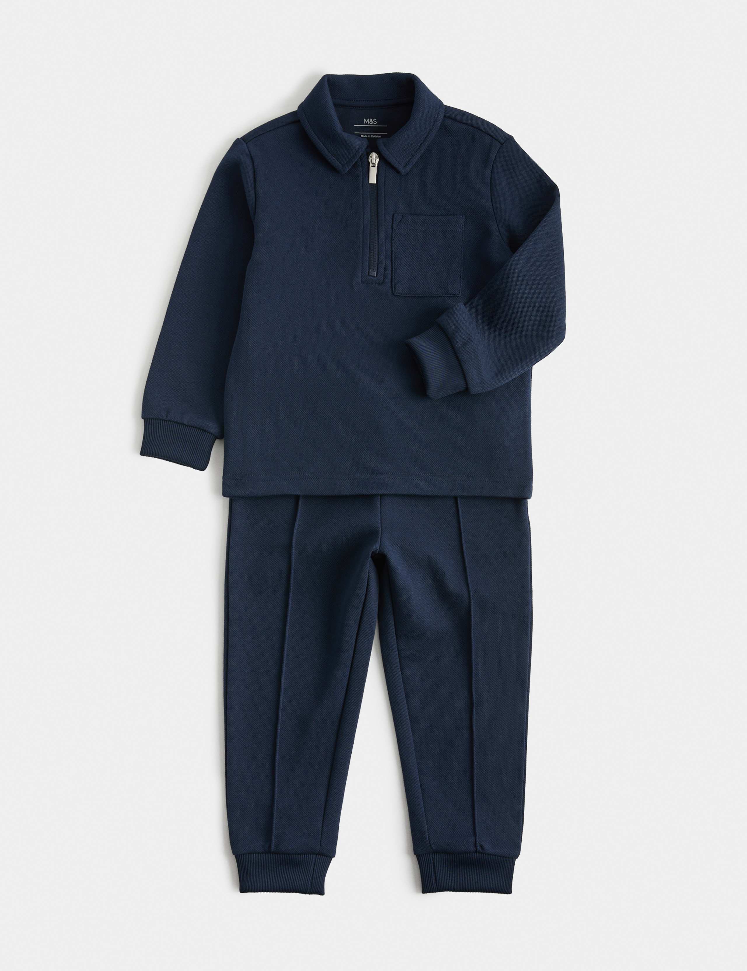 Collared Long Sleeve Polo And Trouser Set 2 of 9
