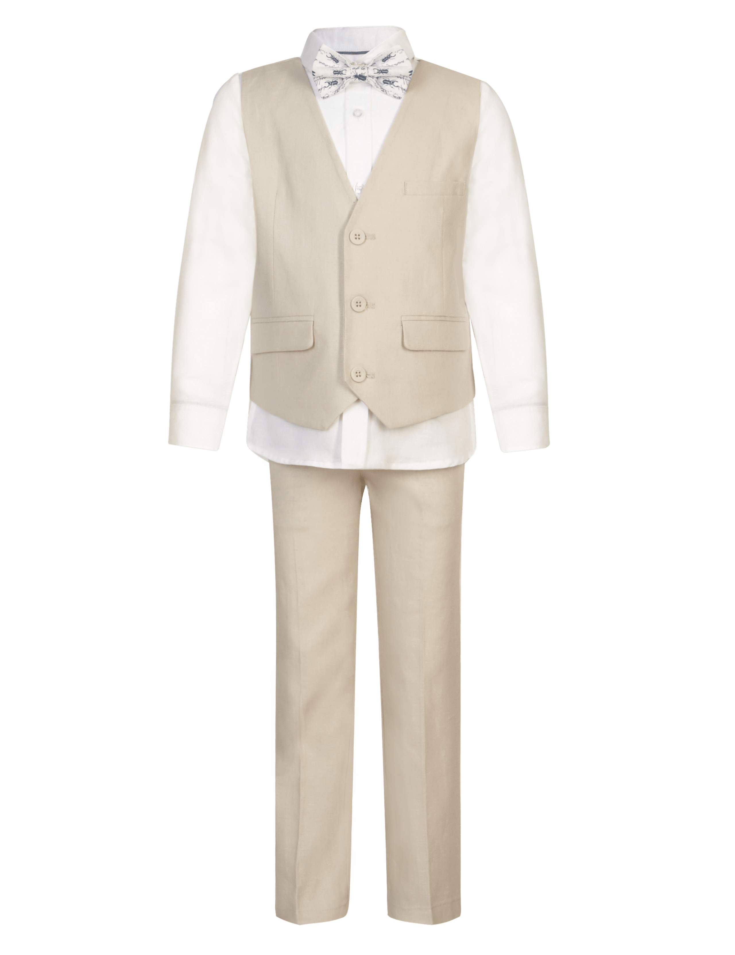 4 Piece Linen Blend Waistcoat Outfit with Bow Tie (1-7 Years) 2 of 8