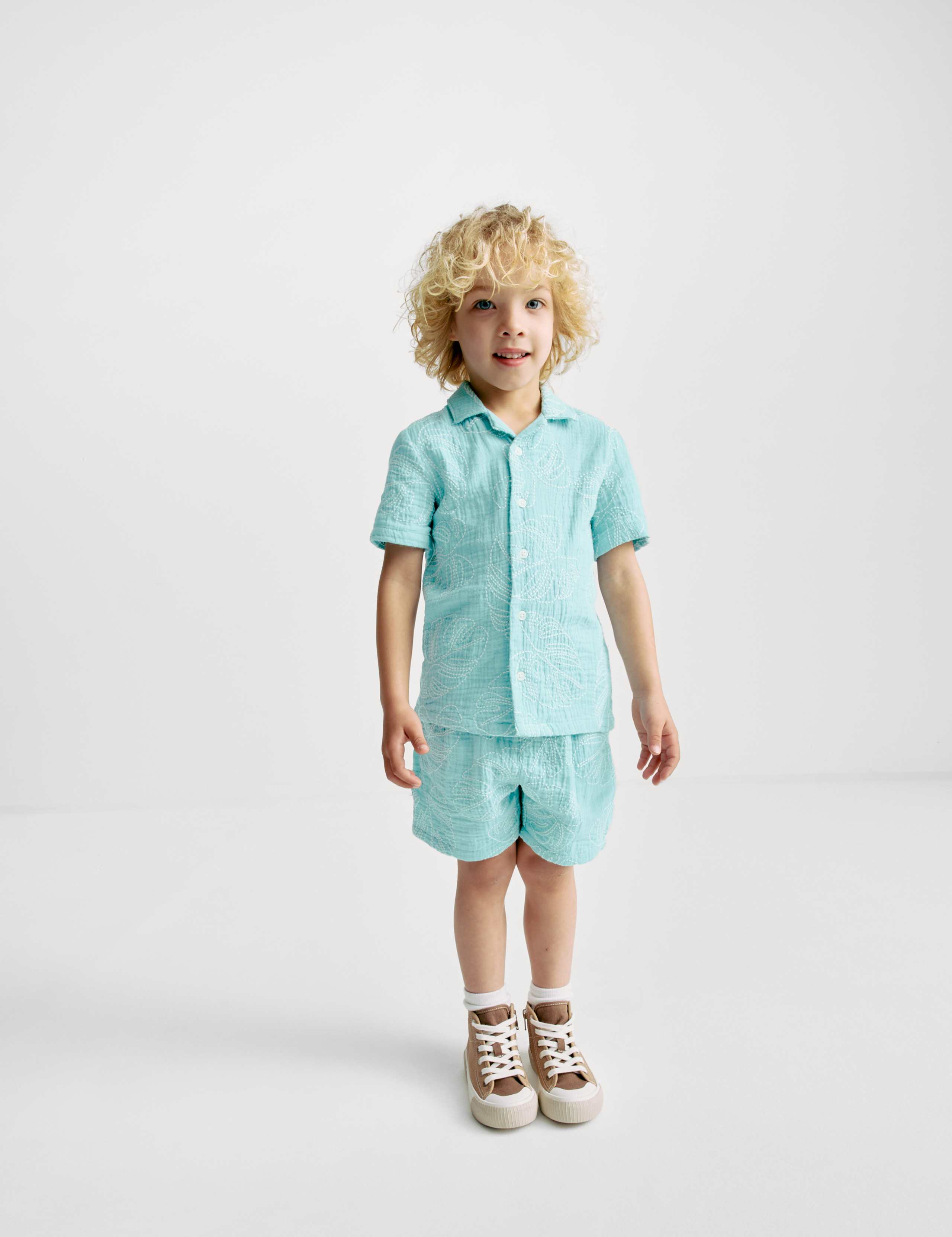 Pure Cotton Leaf Embroidered Shirt (2-8 Yrs) 4 of 8