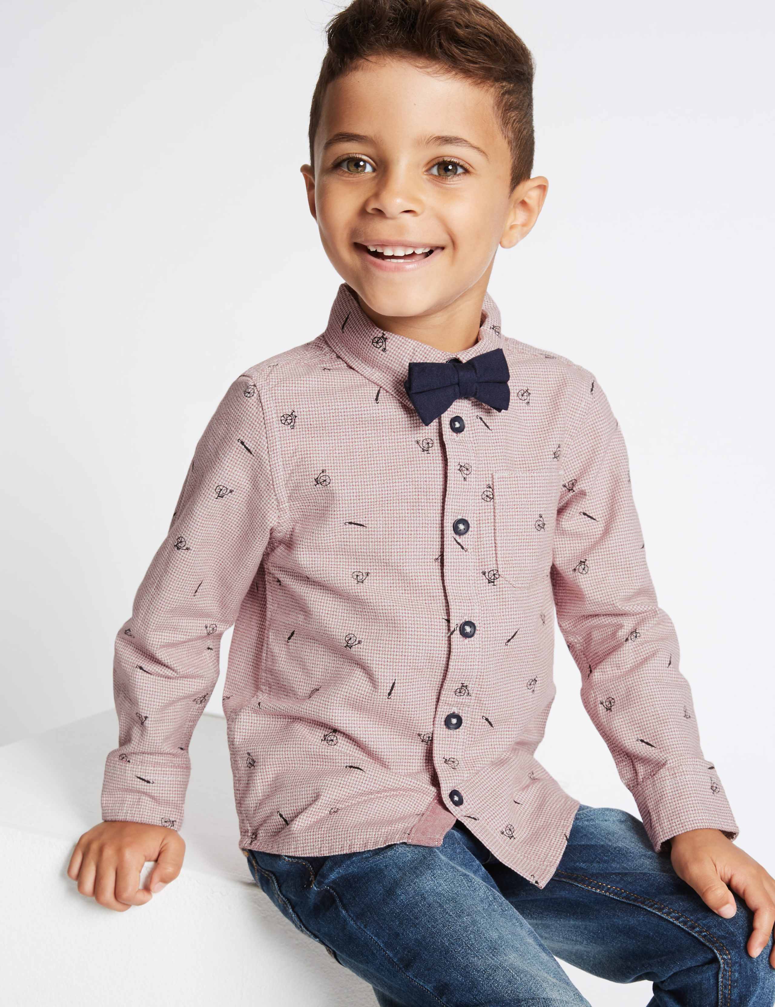 Pure Cotton Shirt with Bow Tie (3 Months - 6 Years) 1 of 6