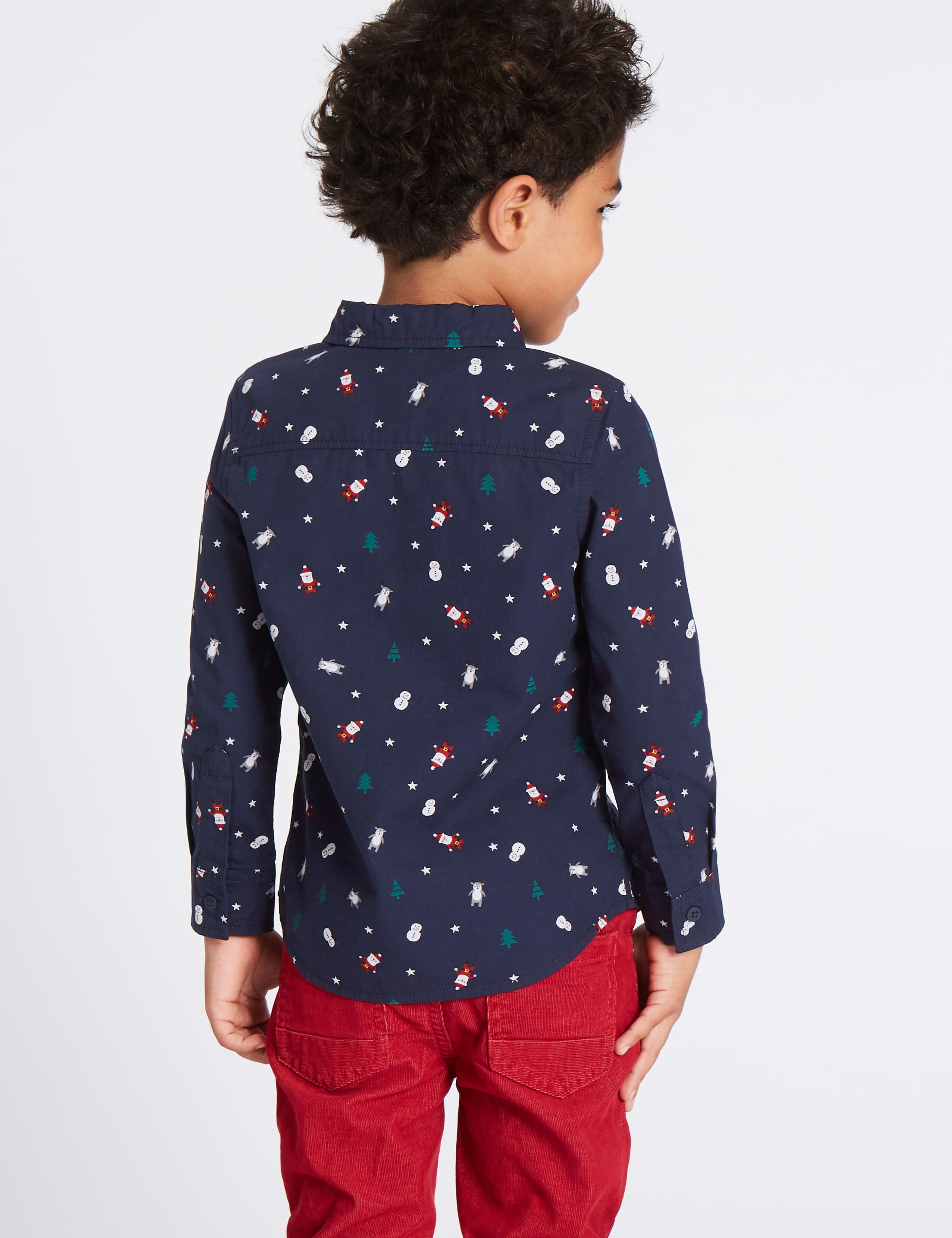 Pure Cotton All Over Santa Print Shirt (3 Months - 6 Years) 3 of 5