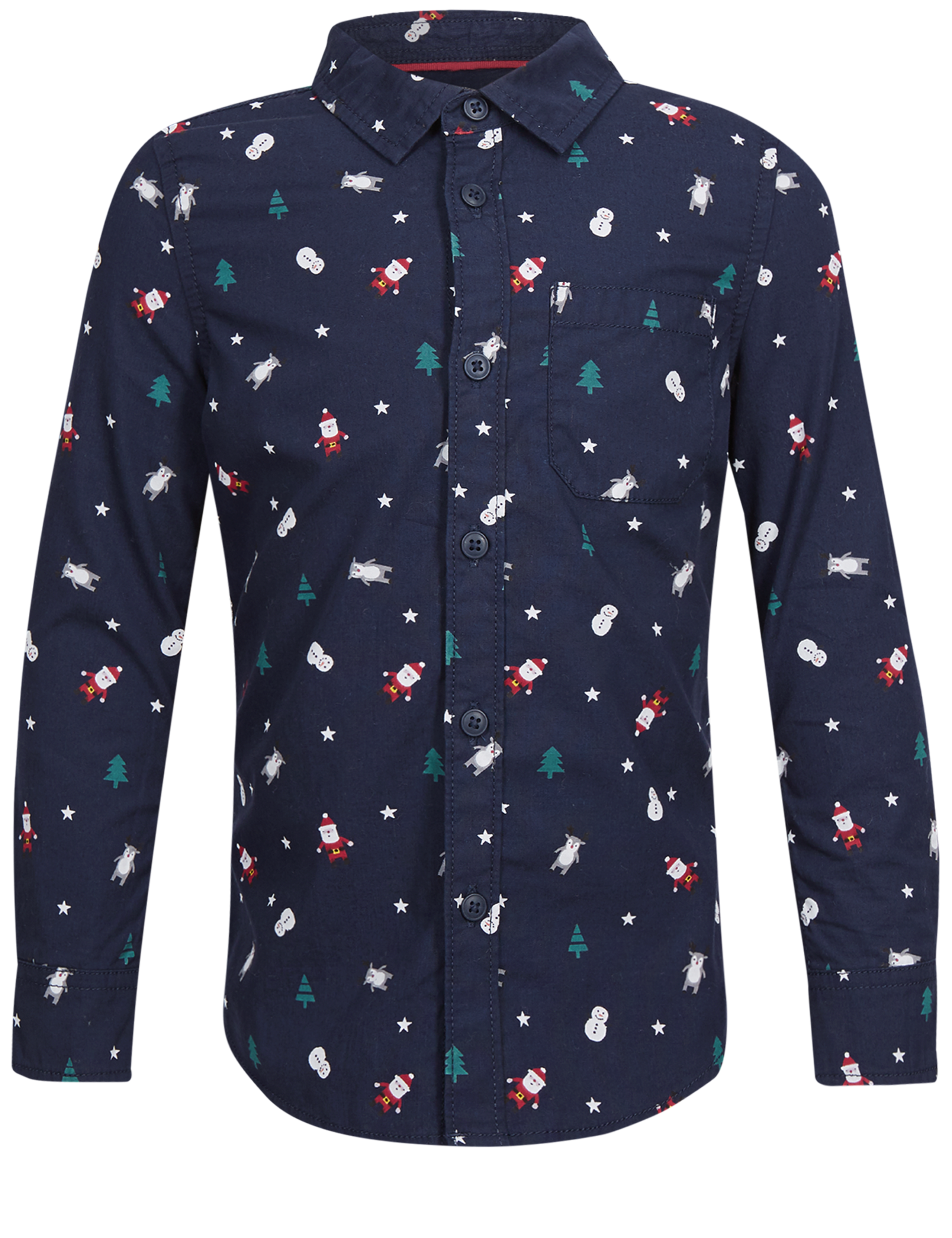 Pure Cotton All Over Santa Print Shirt (3 Months - 6 Years) 4 of 5