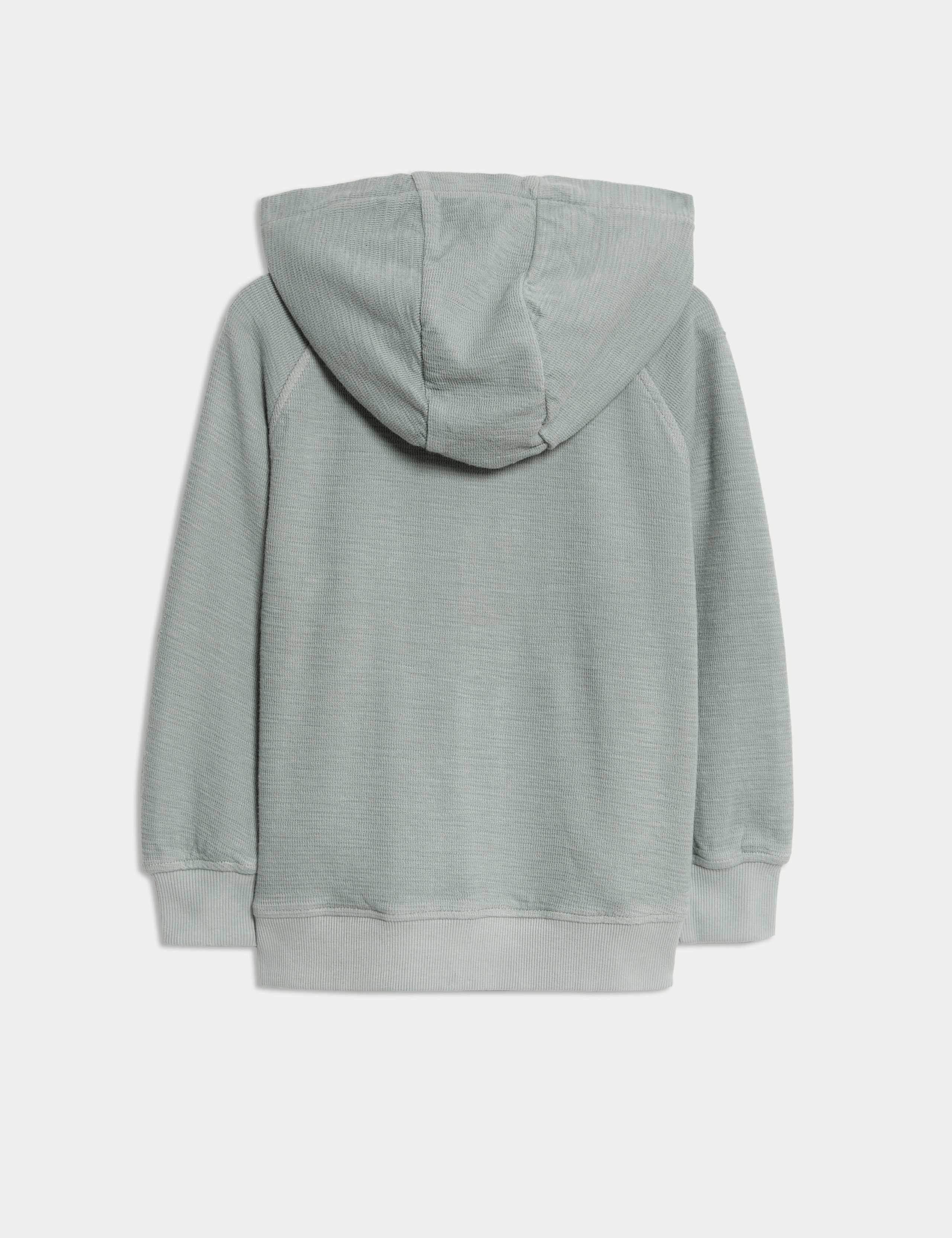 Pure Cotton Textured Zip Hoodie (2-8 Yrs) 2 of 2