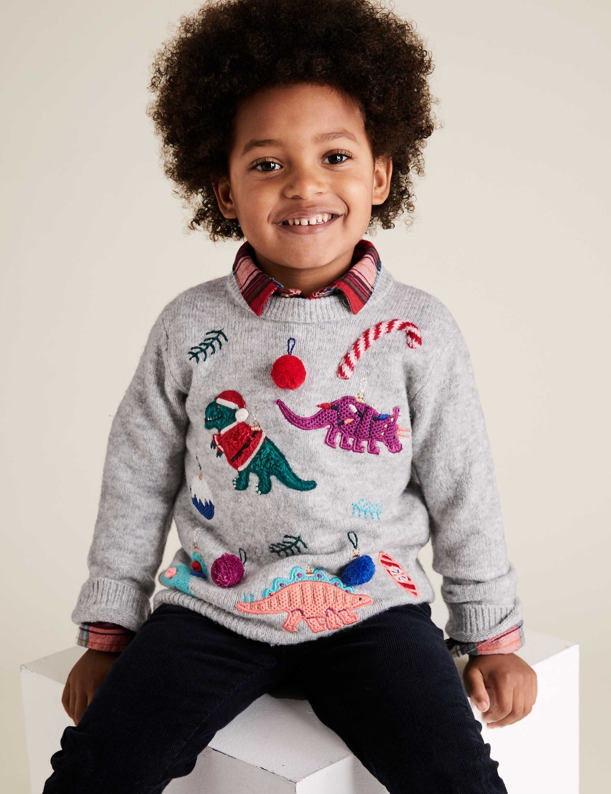 Dinosaur Applique Christmas Jumper (2-7 Yrs) 1 of 4