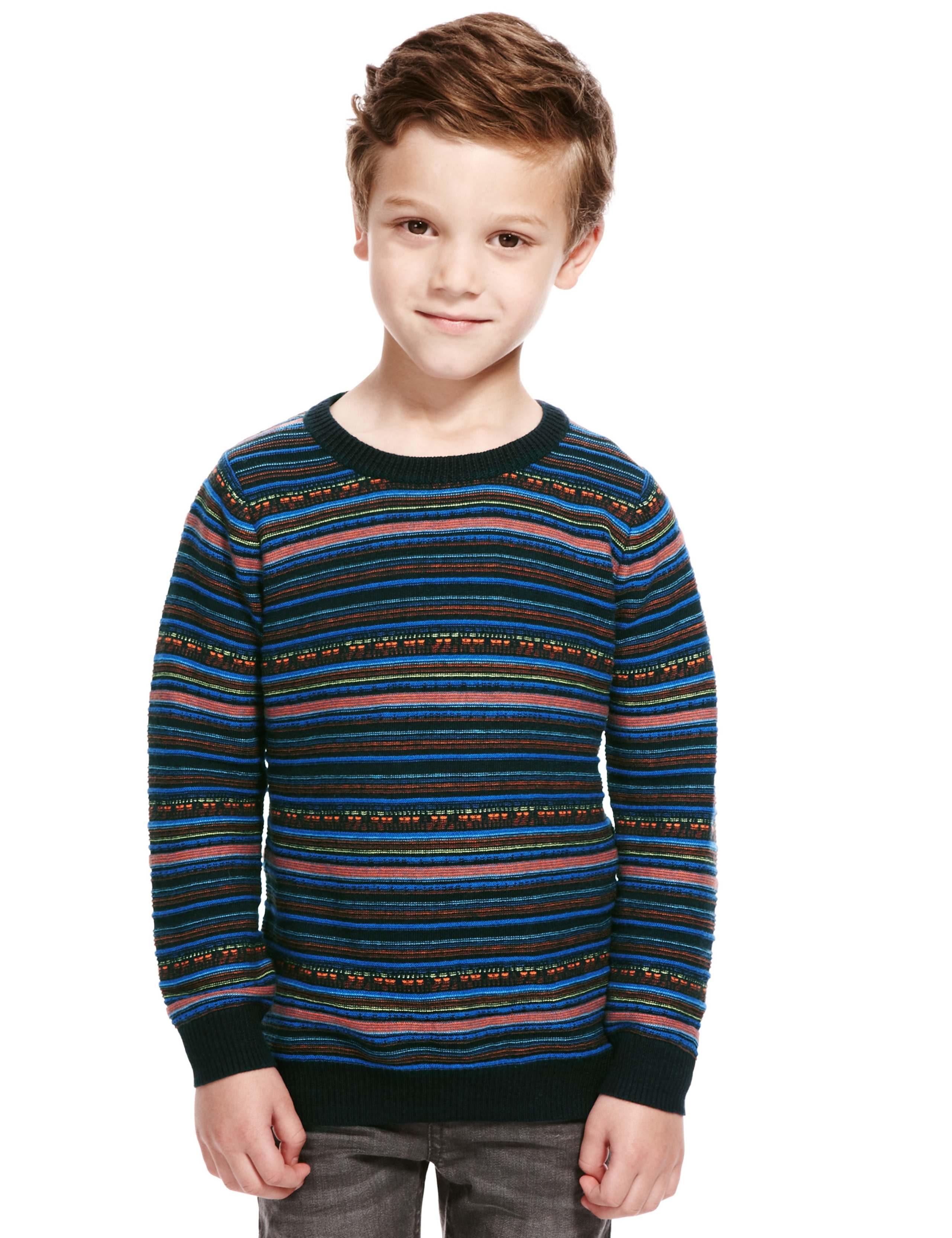 Crew Neck Broken Striped Jumper (1-7 Years) 1 of 3