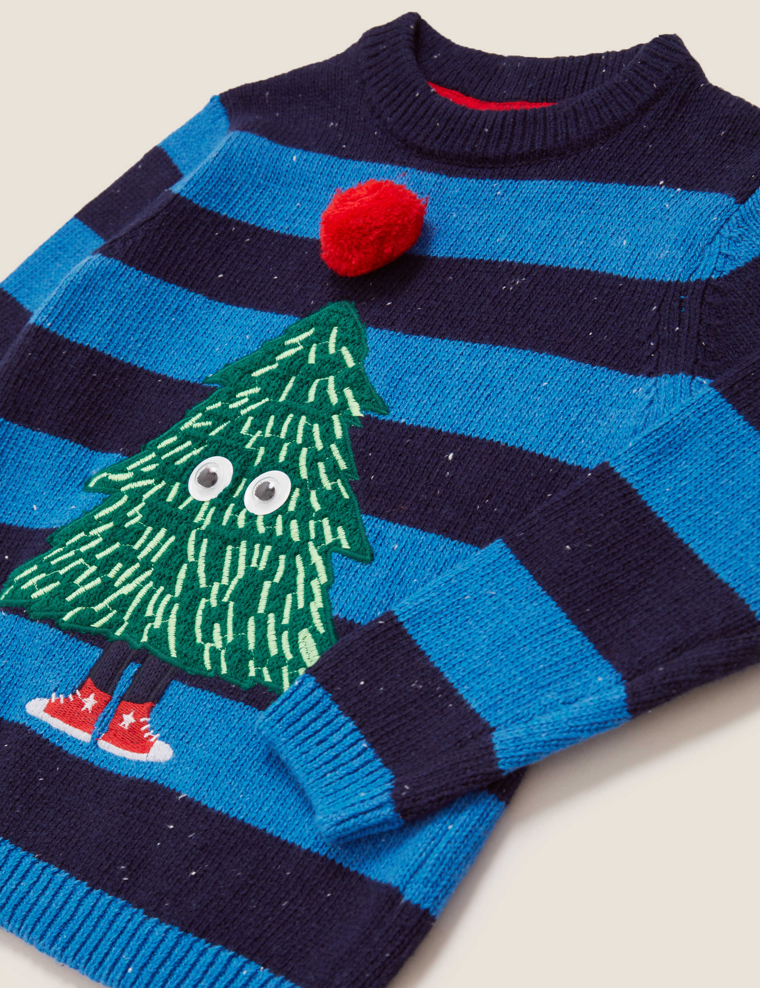 Pure Cotton Striped Christmas Tree Jumper (2-7 Yrs) 5 of 5