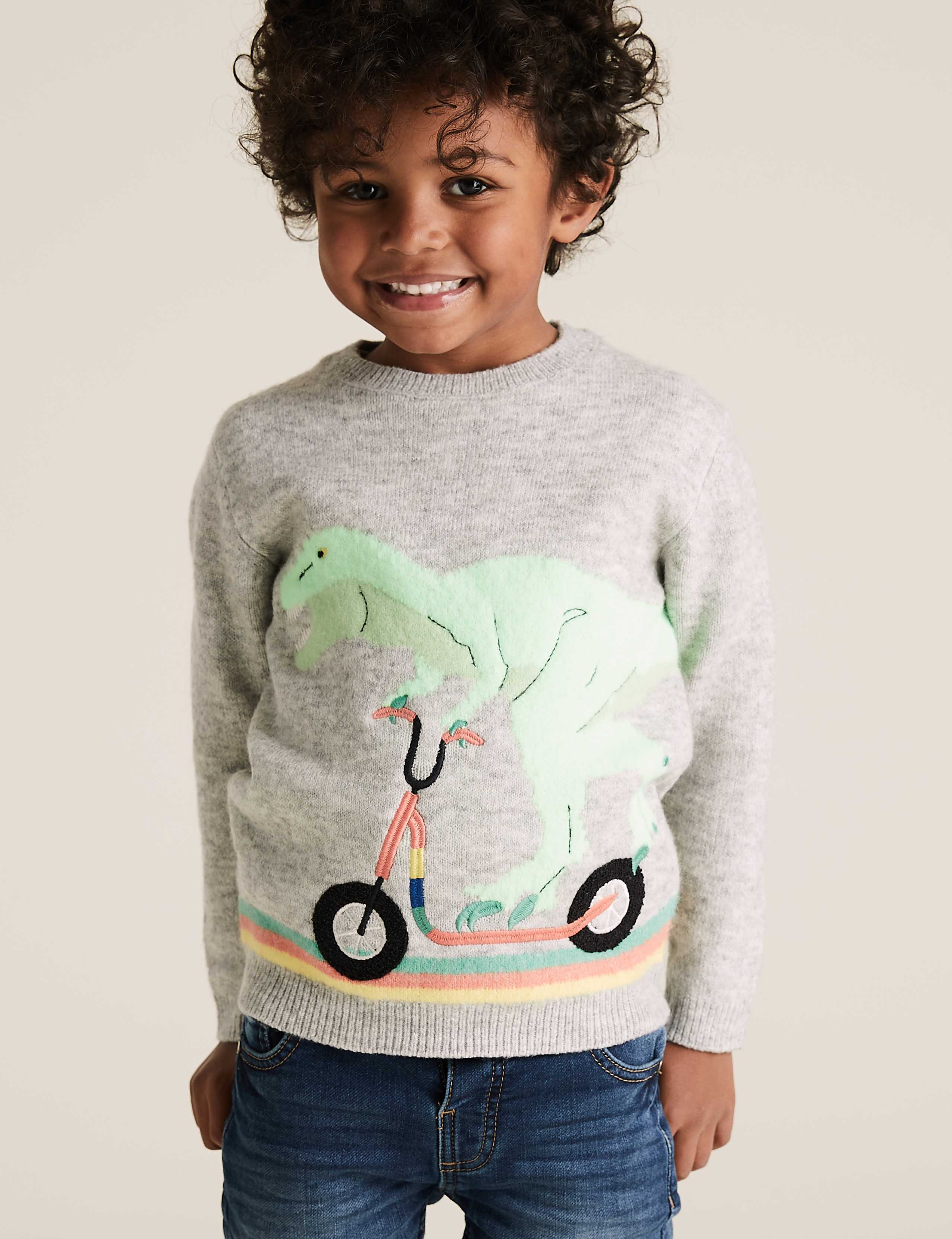 Knitted Scooter Dinosaur Jumper (2-7 Yrs) 1 of 5