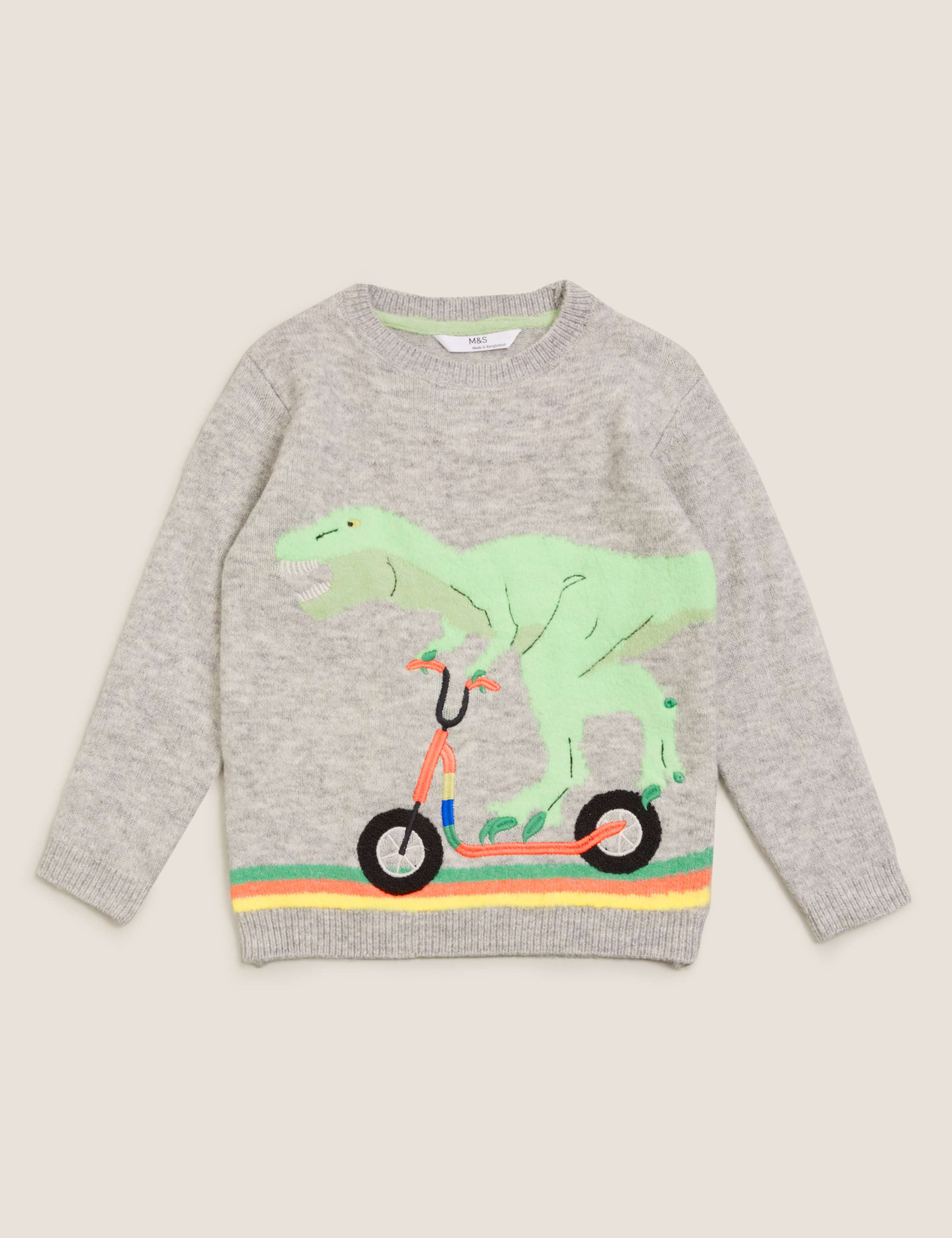 Knitted Scooter Dinosaur Jumper (2-7 Yrs) 2 of 5