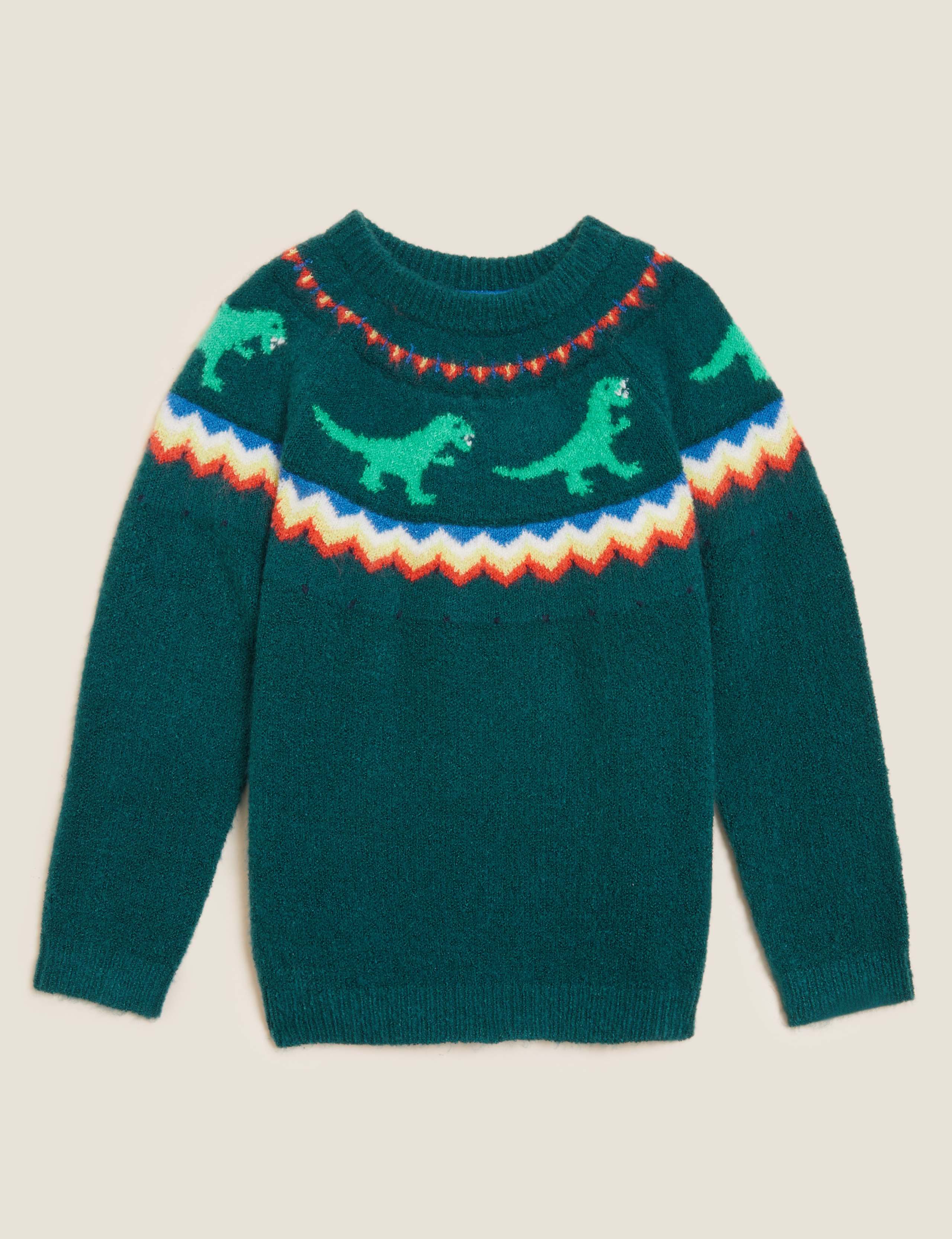 Fair Isle Dinosaur Knitted Jumper (2-7 Yrs) 2 of 4