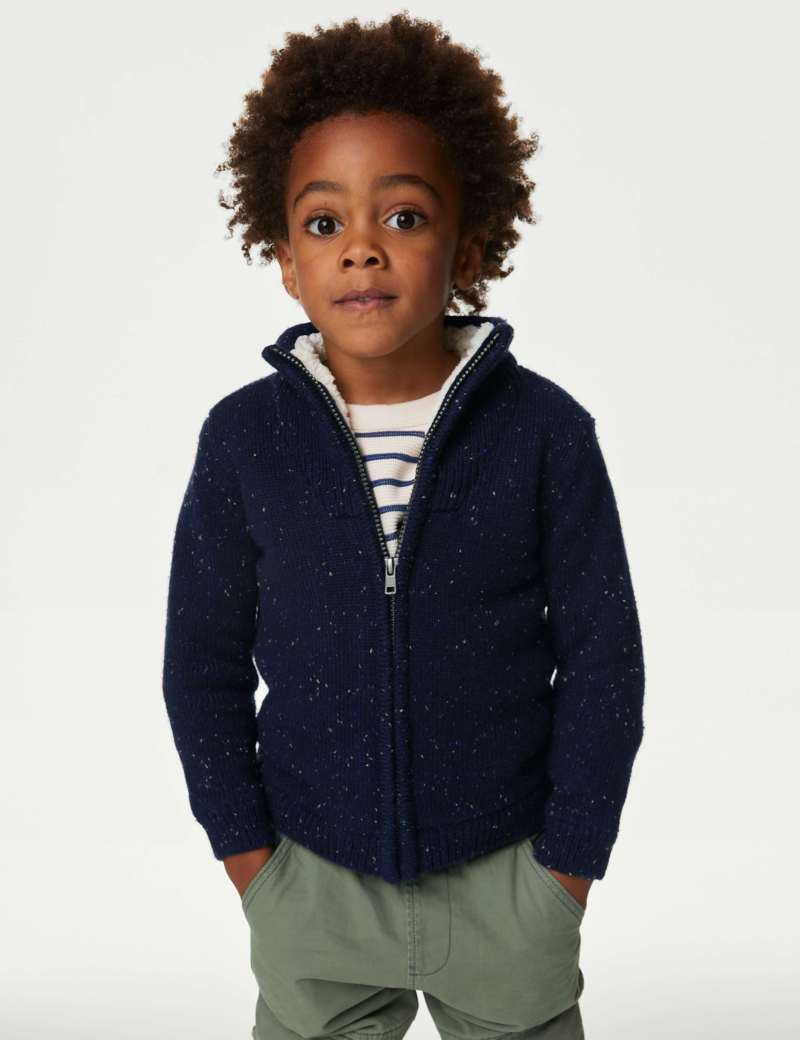 Knitted Borg Lined Zip Through Jumper (2-8 Yrs) 1 of 7