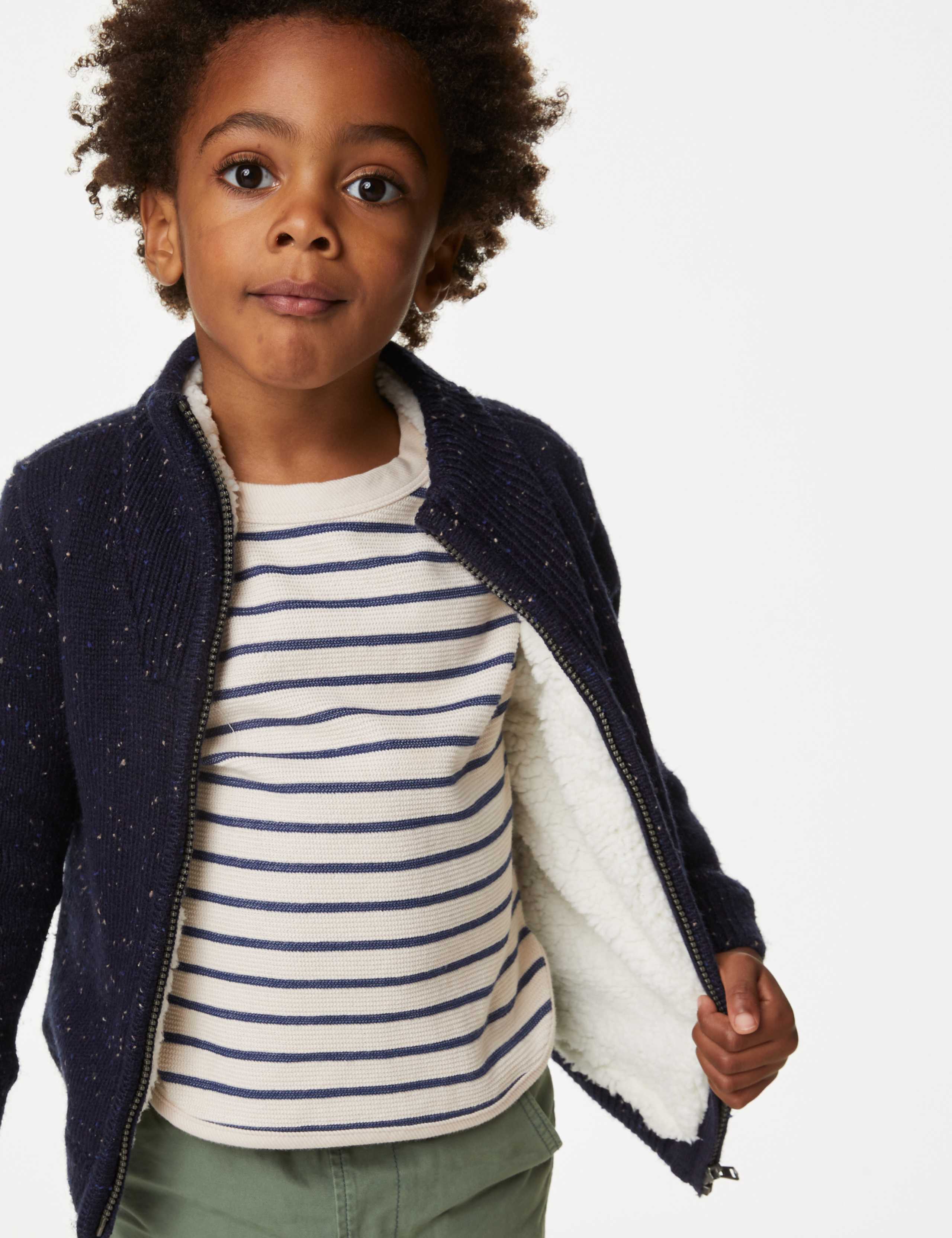 Knitted Borg Lined Zip Through Jumper (2-8 Yrs) 5 of 7