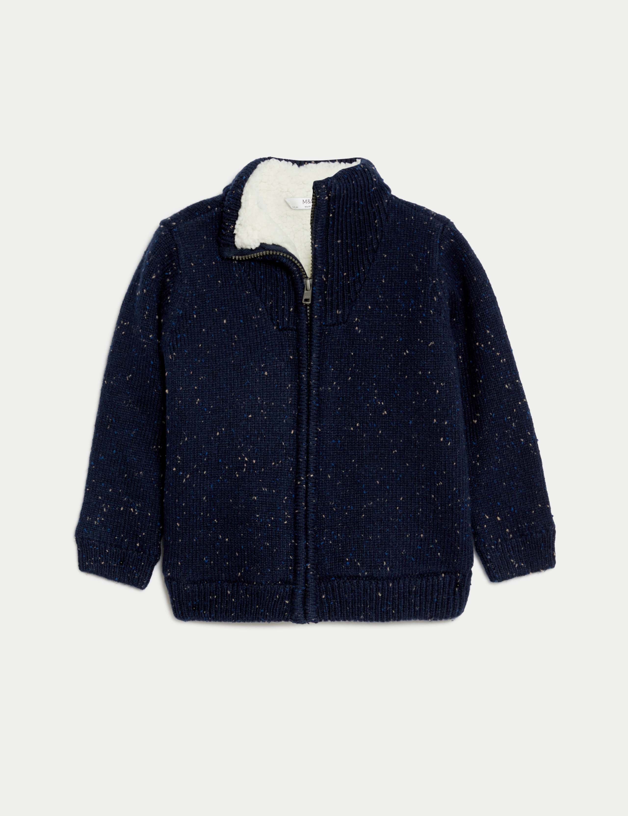 Knitted Borg Lined Zip Through Jumper (2-8 Yrs) 2 of 7