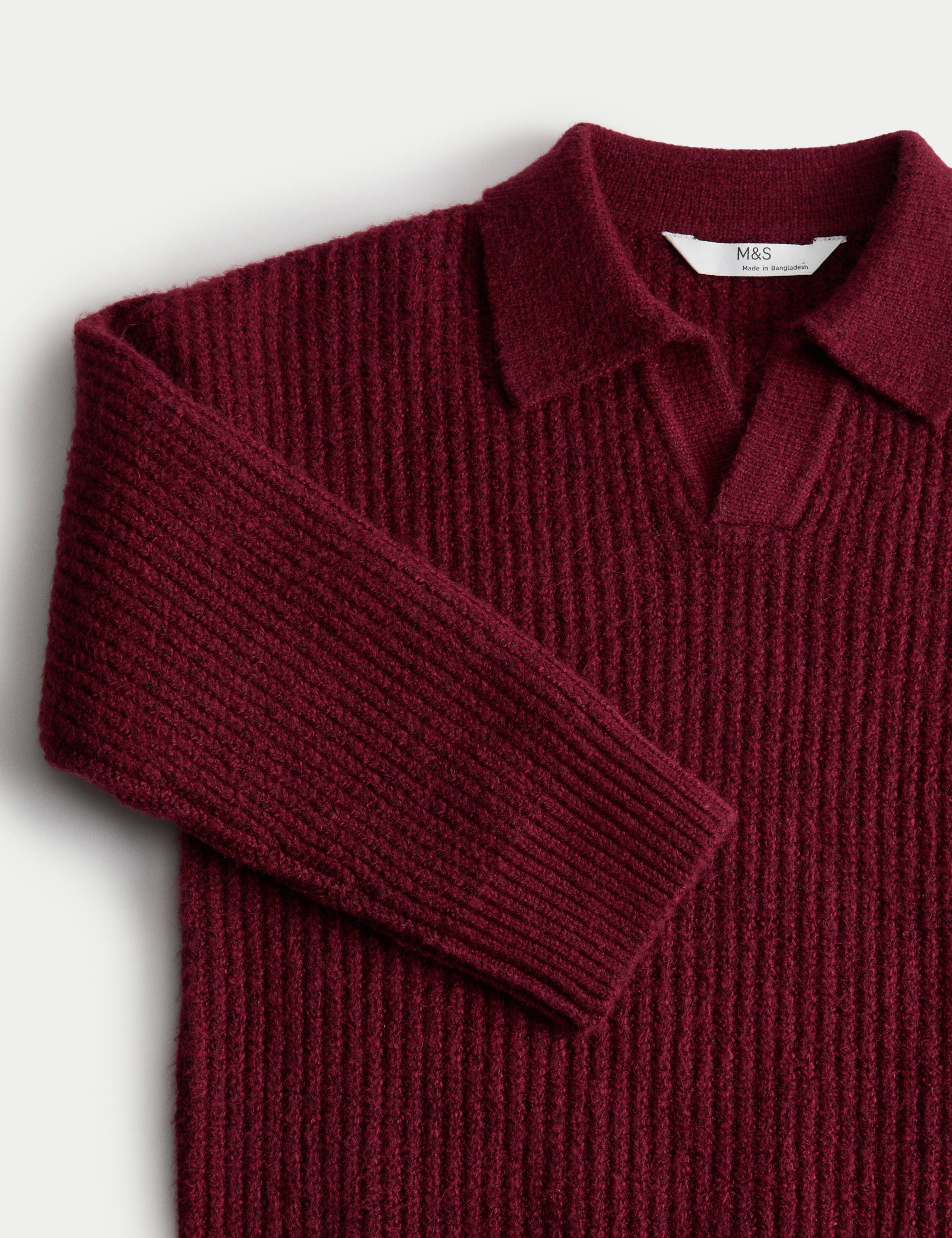 Cotton Blend Knitted Collared Jumper (2-8 Yrs) 2 of 2