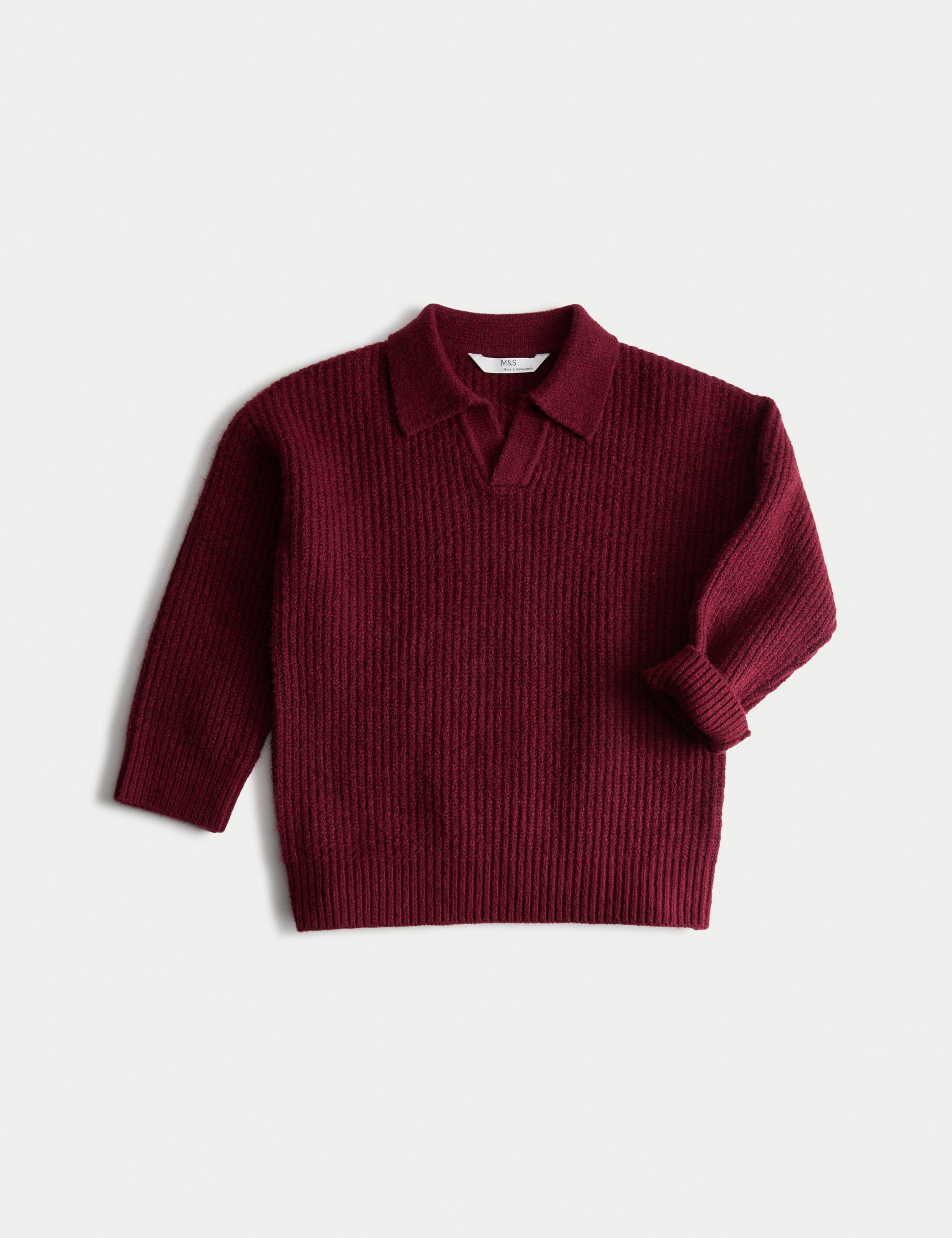 Cotton Blend Knitted Collared Jumper (2-8 Yrs) 1 of 2