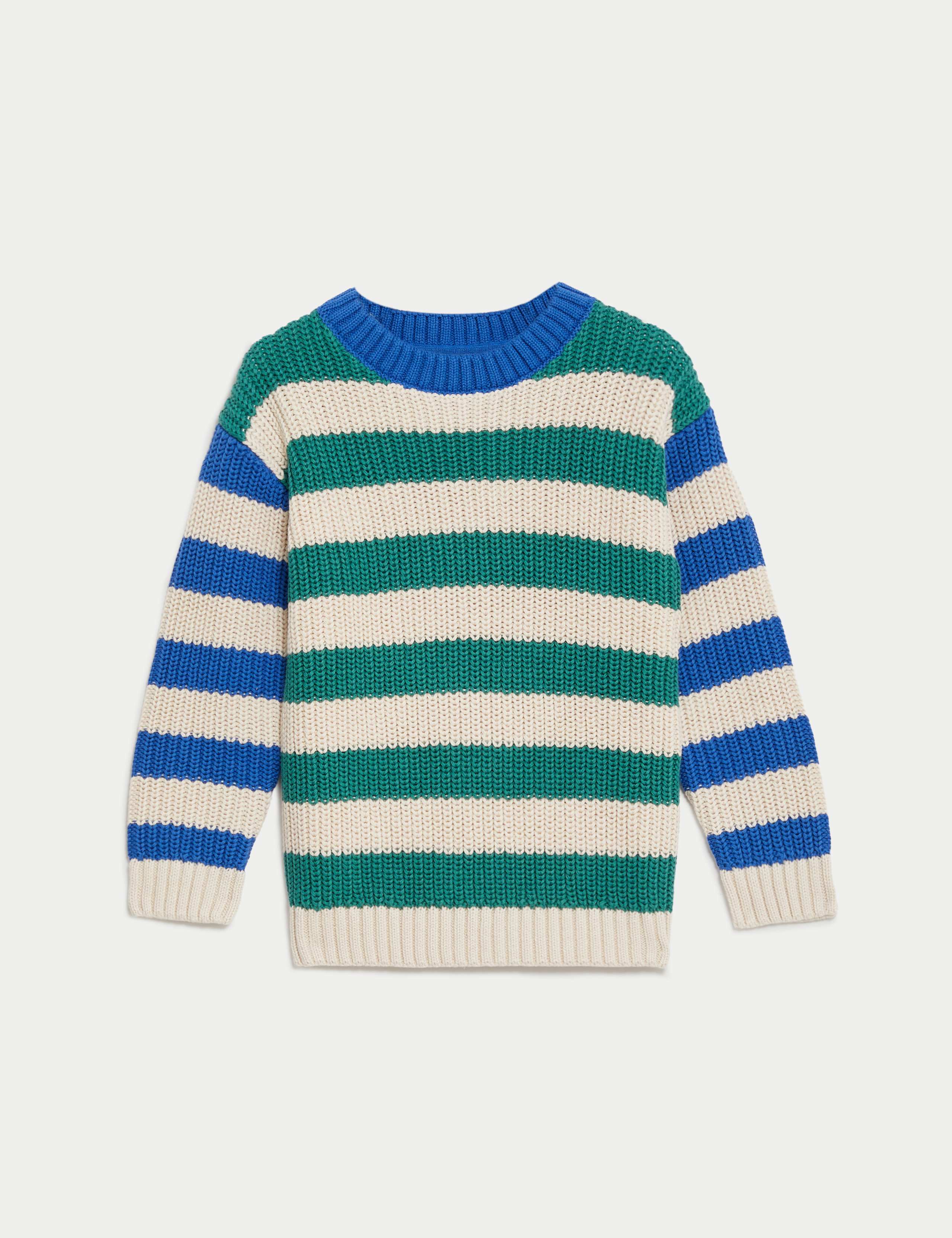 Pure Cotton Striped Knitted Jumper (2-8 Yrs) 1 of 2