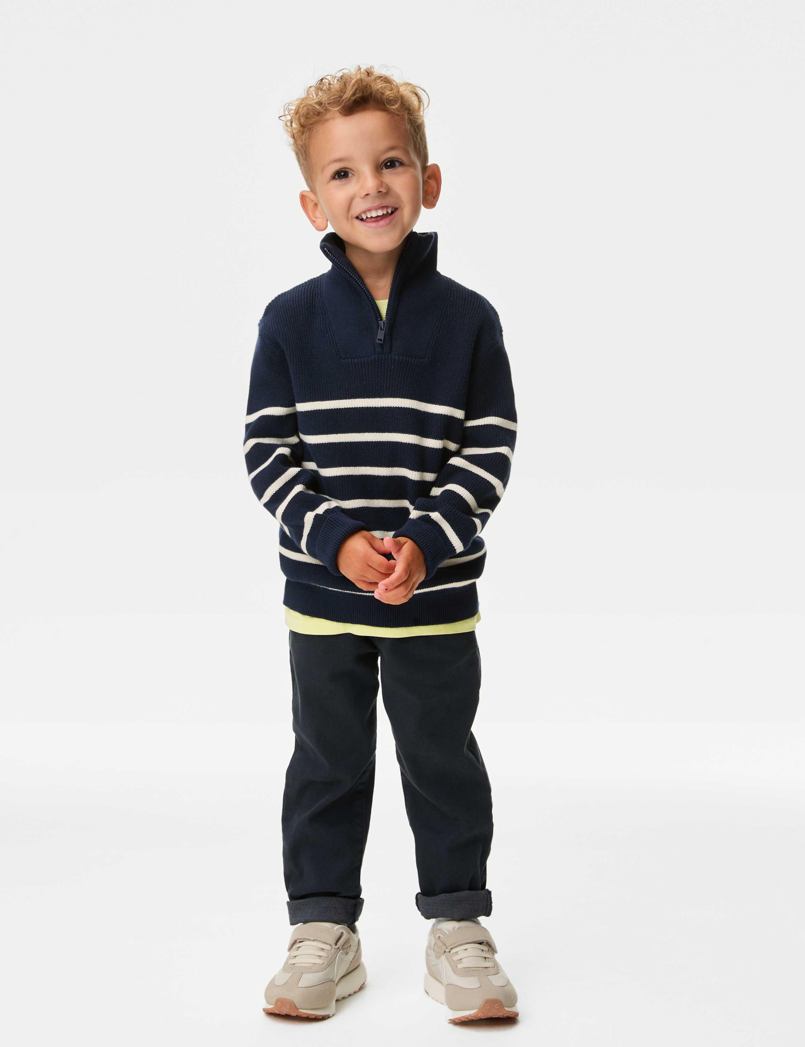 Pure Cotton Striped Half Zip Jumper (2-8 Yrs) 3 of 5