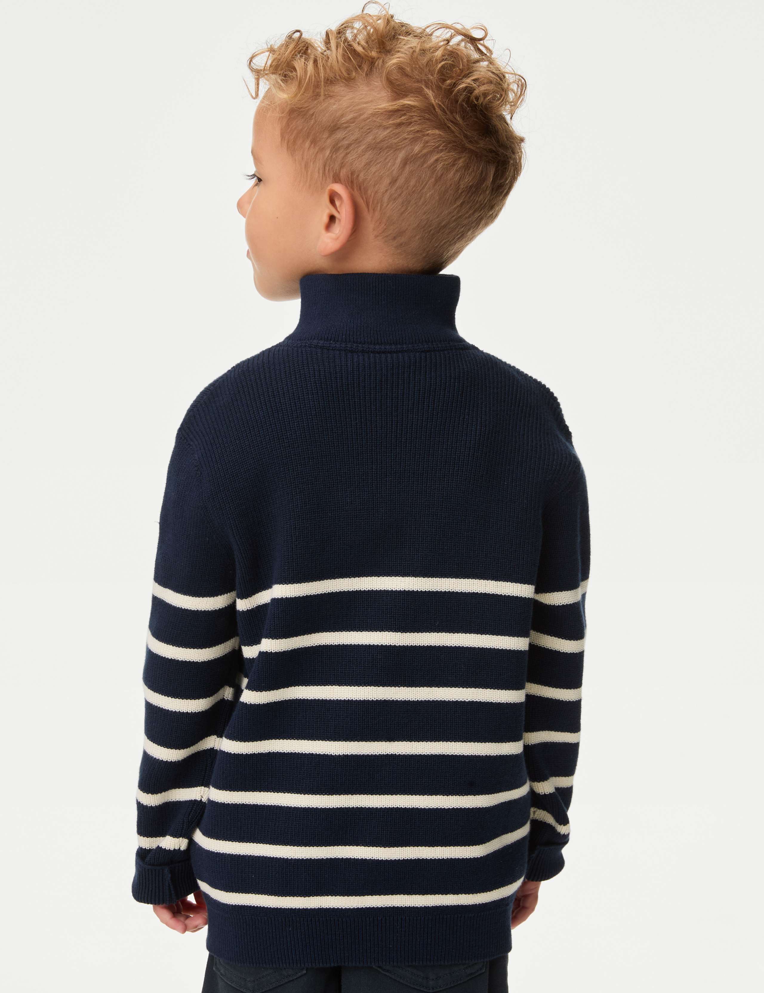 Pure Cotton Striped Half Zip Jumper (2-8 Yrs) 4 of 5